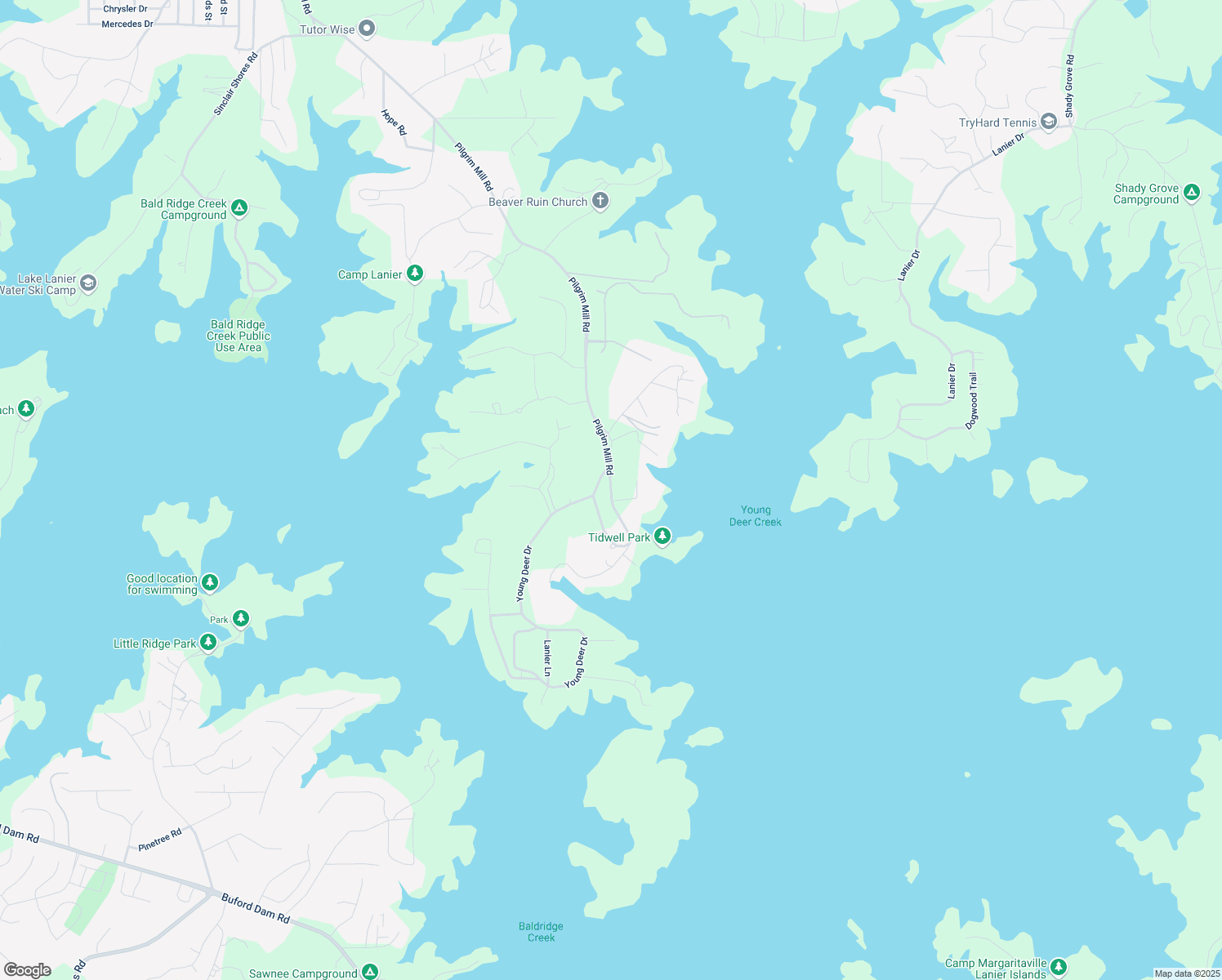 map of restaurants, bars, coffee shops, grocery stores, and more near 3310 Pilgrim Mill Road in Cumming