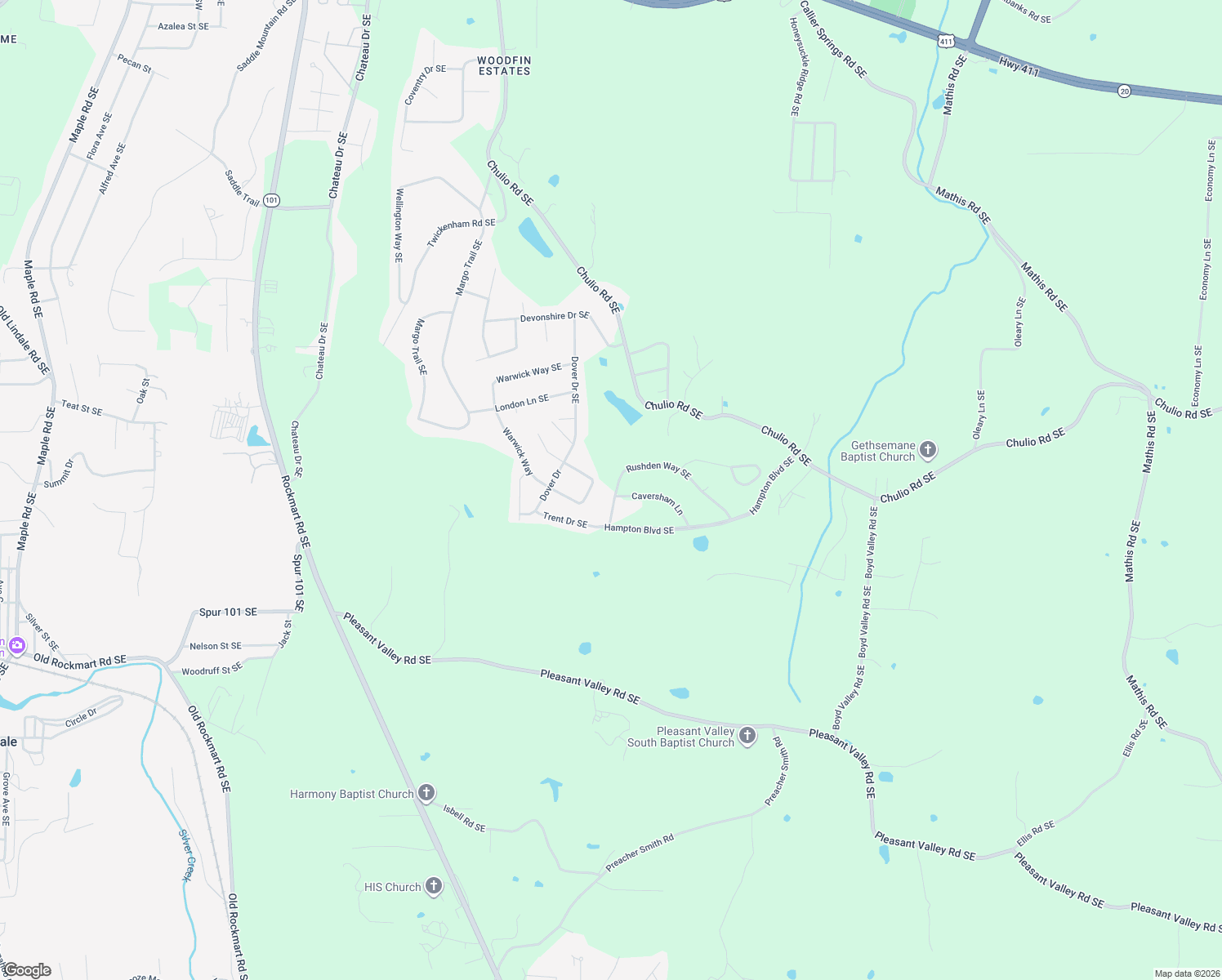 map of restaurants, bars, coffee shops, grocery stores, and more near 3 Rushden Way Southeast in Rome