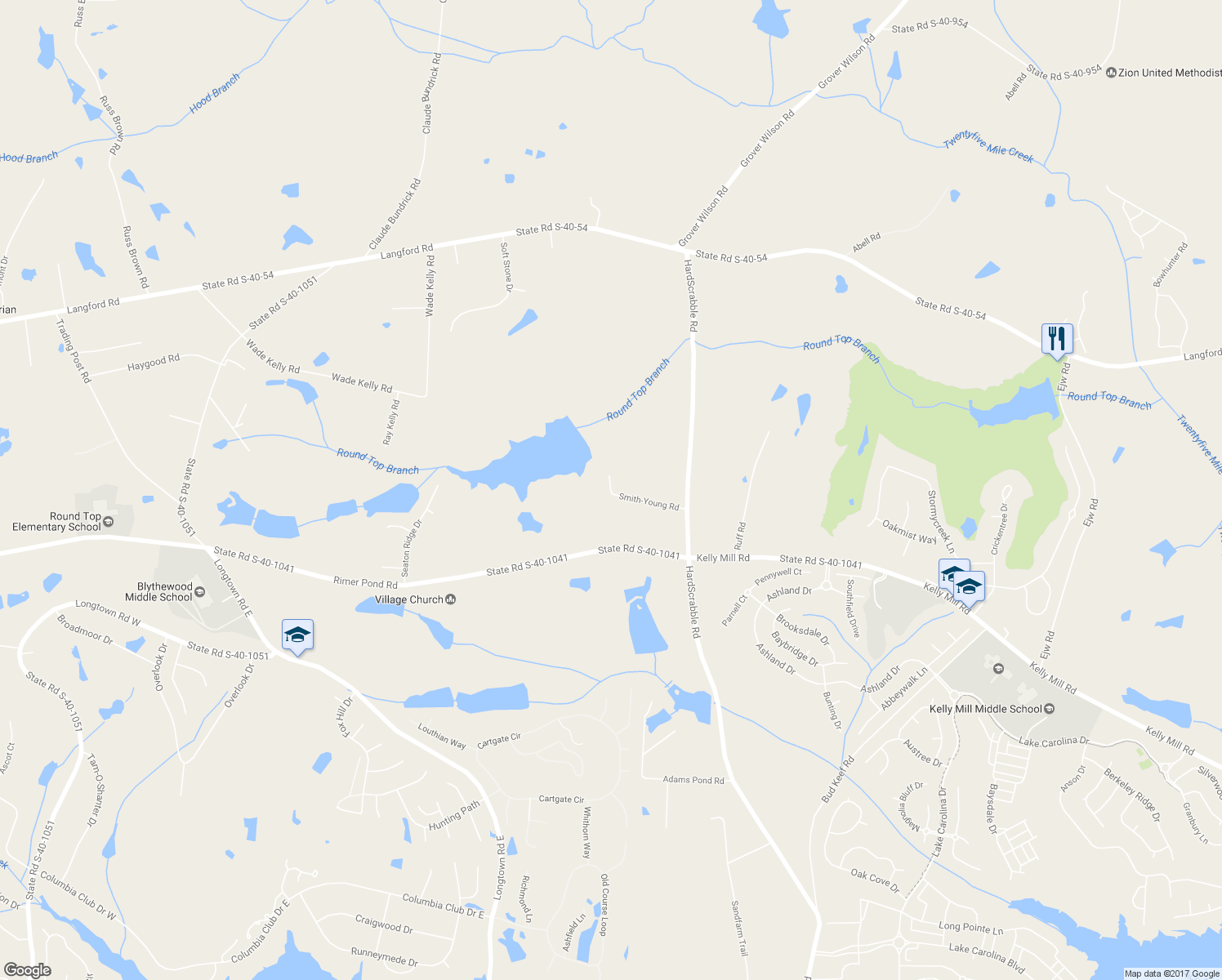 map of restaurants, bars, coffee shops, grocery stores, and more near 171 Smith-Young Road in Blythewood
