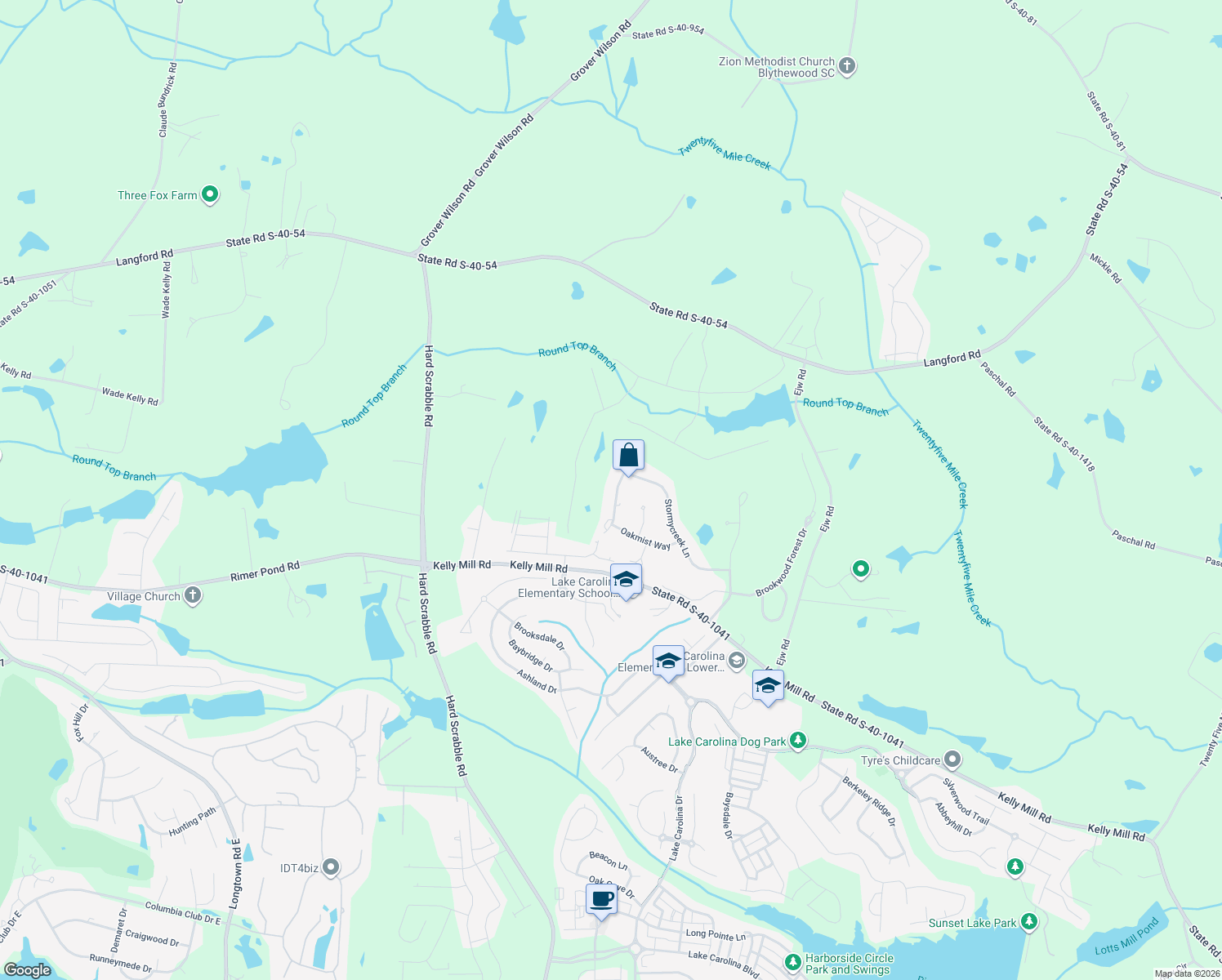map of restaurants, bars, coffee shops, grocery stores, and more near 110 Stonebrook Drive in Blythewood