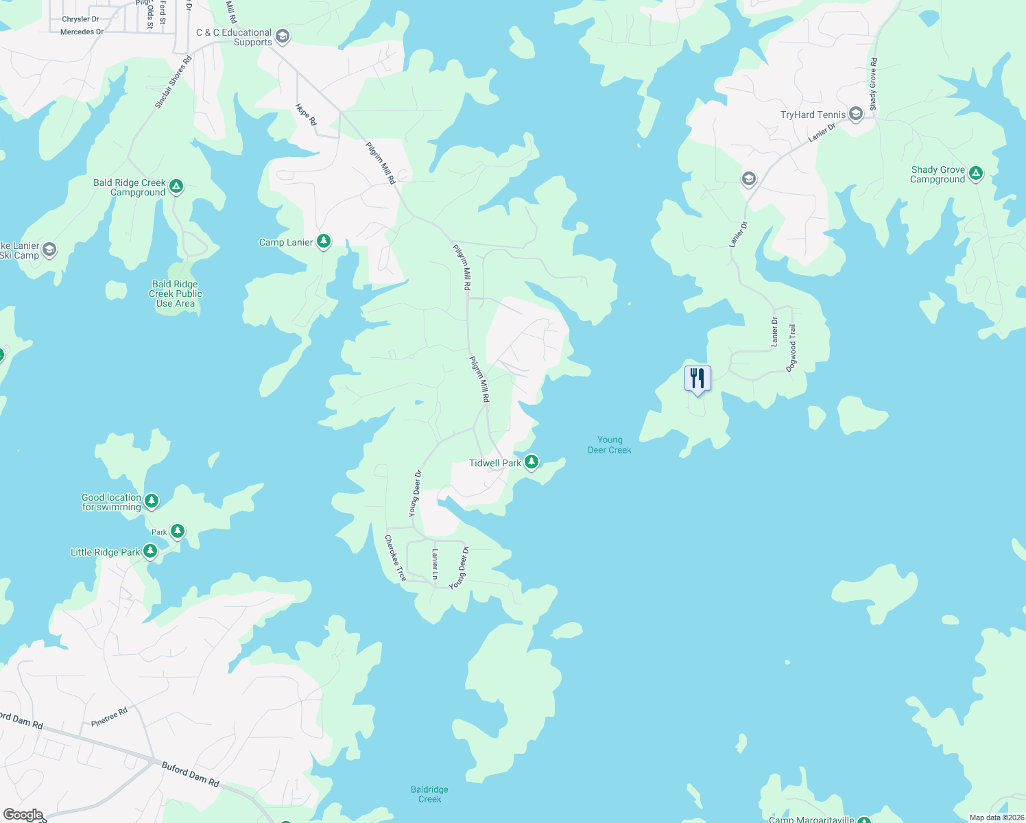 map of restaurants, bars, coffee shops, grocery stores, and more near 4890 Dean Court in Cumming