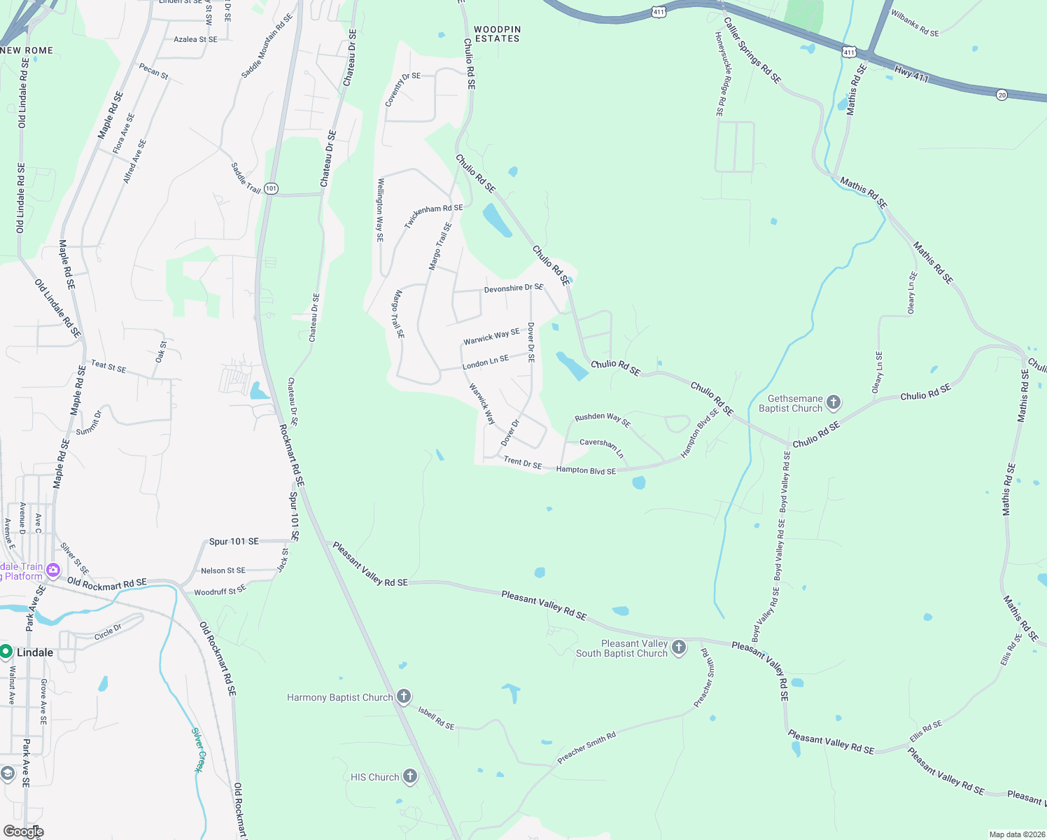 map of restaurants, bars, coffee shops, grocery stores, and more near 37 Dover Drive Southeast in Rome