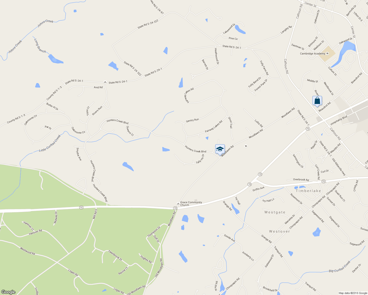 map of restaurants, bars, coffee shops, grocery stores, and more near 311 Hunters Creek Boulevard in Greenwood