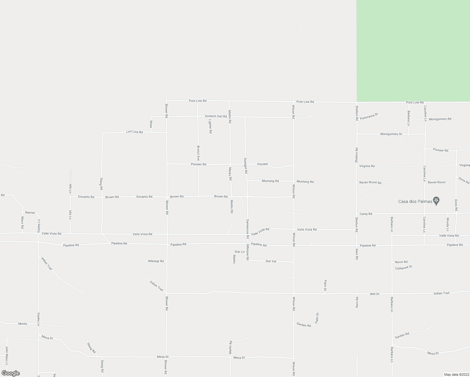 map of restaurants, bars, coffee shops, grocery stores, and more near 80918 Brown Road in Twentynine Palms