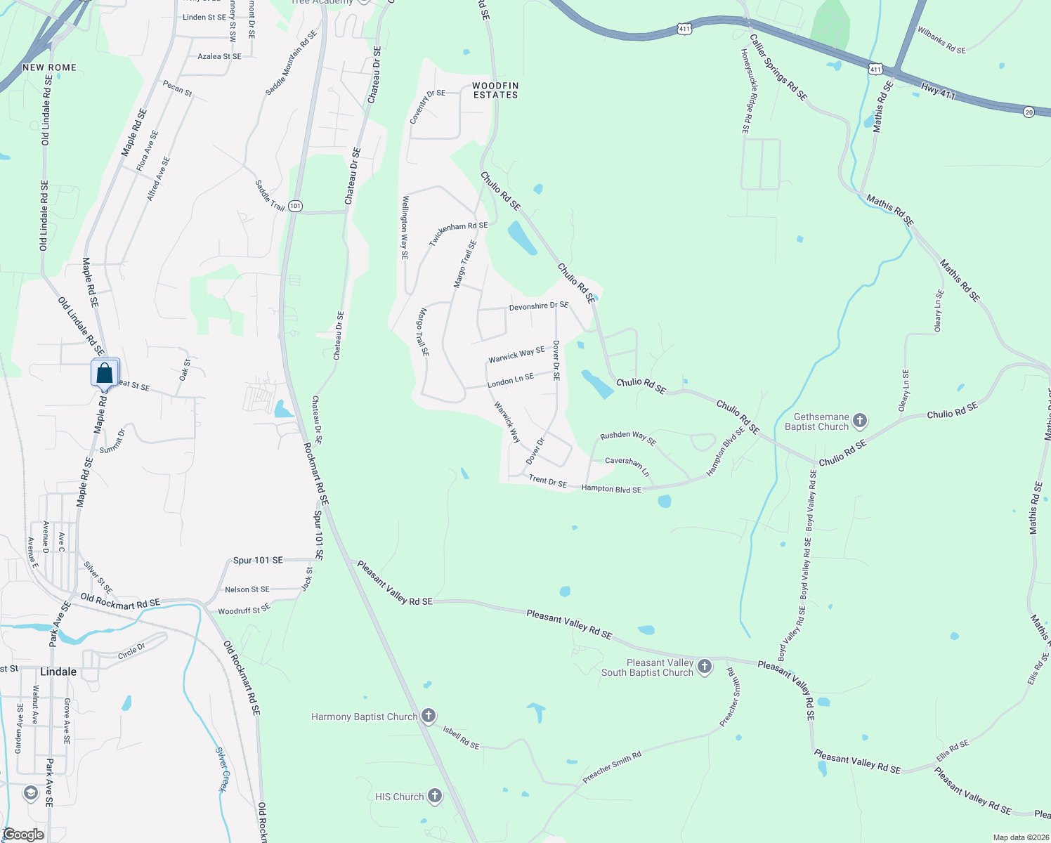 map of restaurants, bars, coffee shops, grocery stores, and more near 6 Warwick Place Southeast in Rome