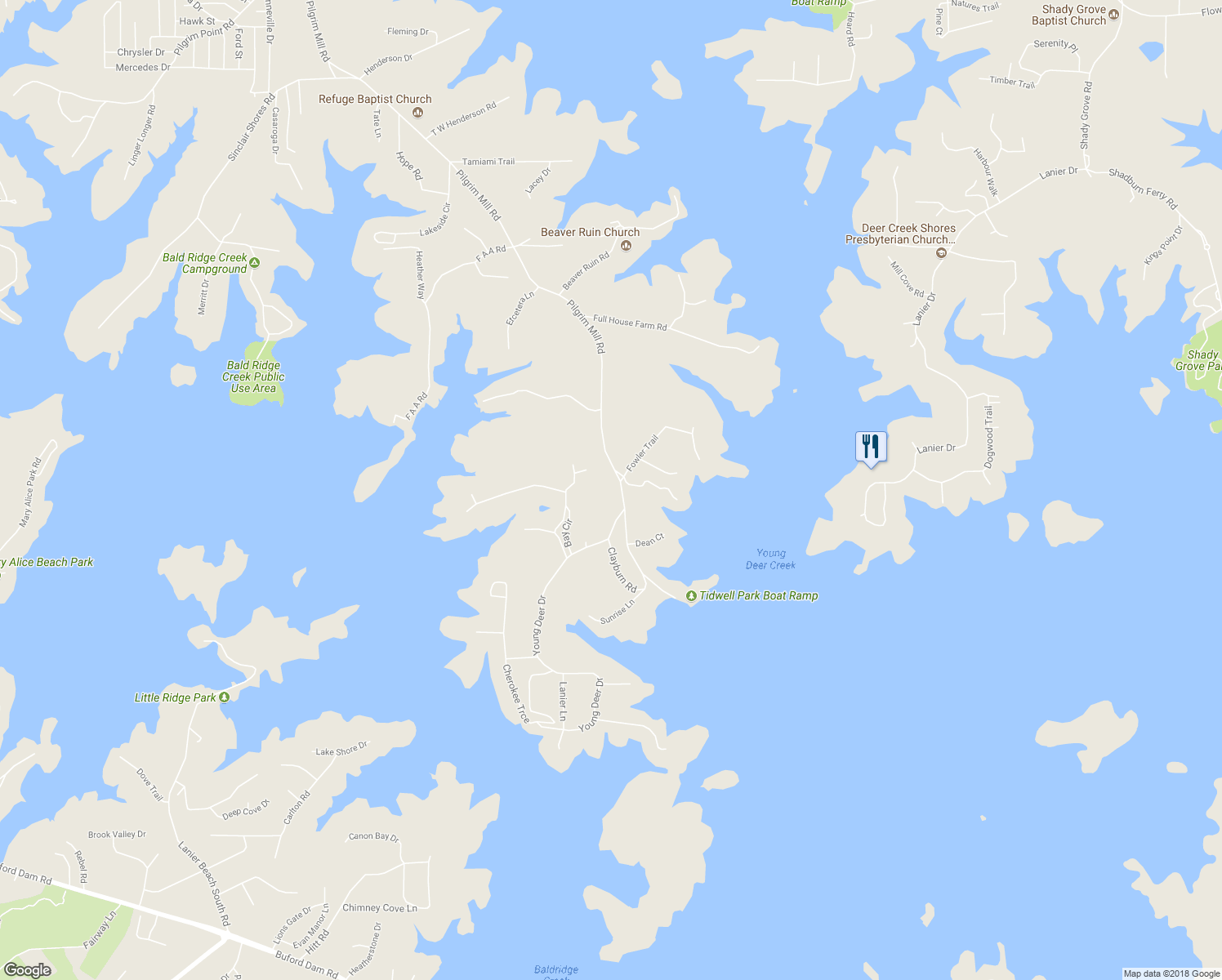 map of restaurants, bars, coffee shops, grocery stores, and more near 4500 Pilgrim Mill Road in Cumming