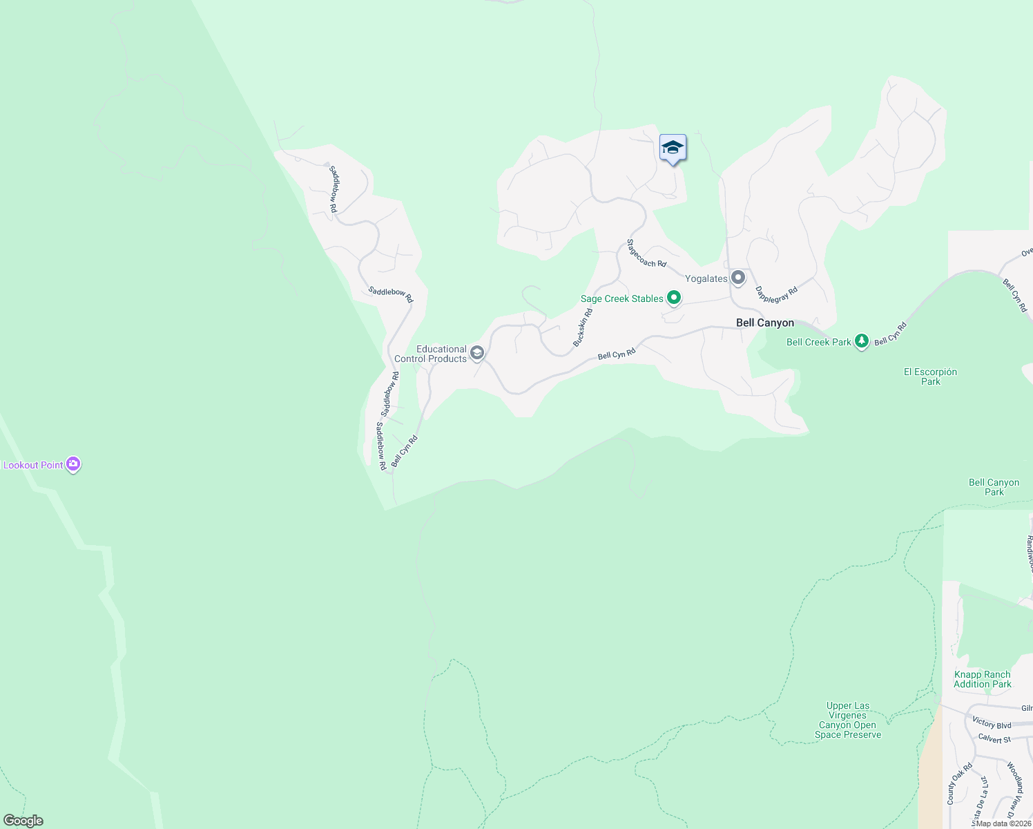 map of restaurants, bars, coffee shops, grocery stores, and more near 220 Bell Canyon Road in Bell Canyon