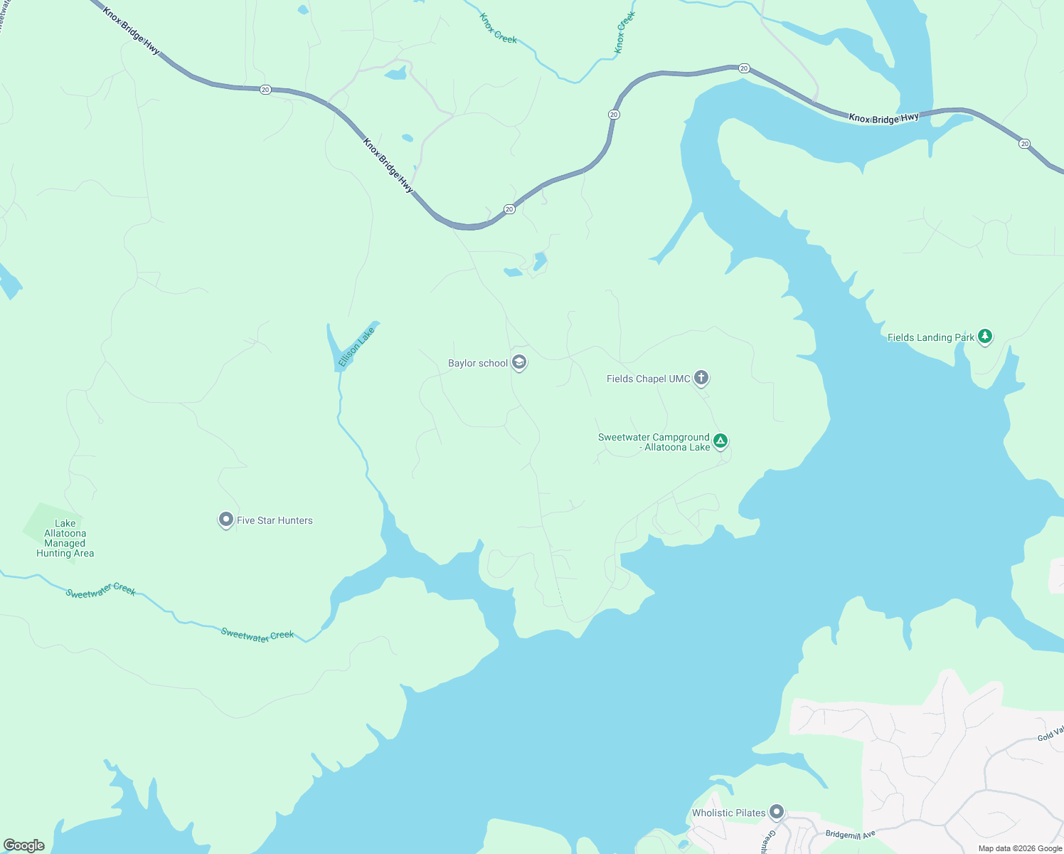 map of restaurants, bars, coffee shops, grocery stores, and more near 440 Sweetwater Creek Drive in Canton