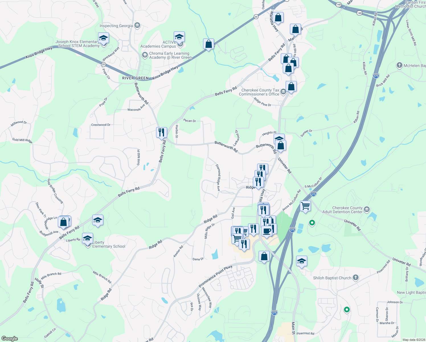 map of restaurants, bars, coffee shops, grocery stores, and more near 838 Topaz Valley in Canton