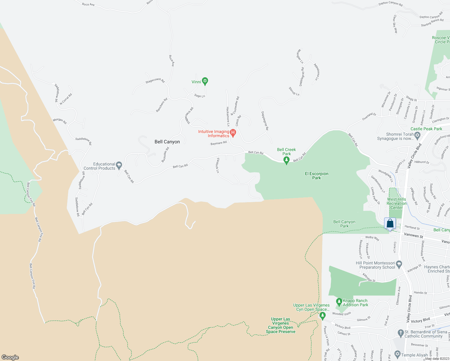 map of restaurants, bars, coffee shops, grocery stores, and more near 43 Flintlock Lane in Ventura County