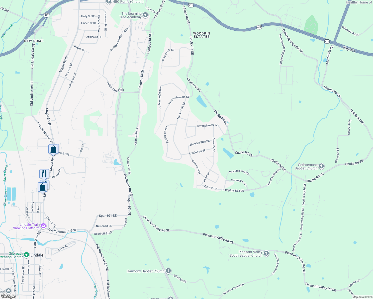 map of restaurants, bars, coffee shops, grocery stores, and more near 3 Warwick Way Southeast in Rome