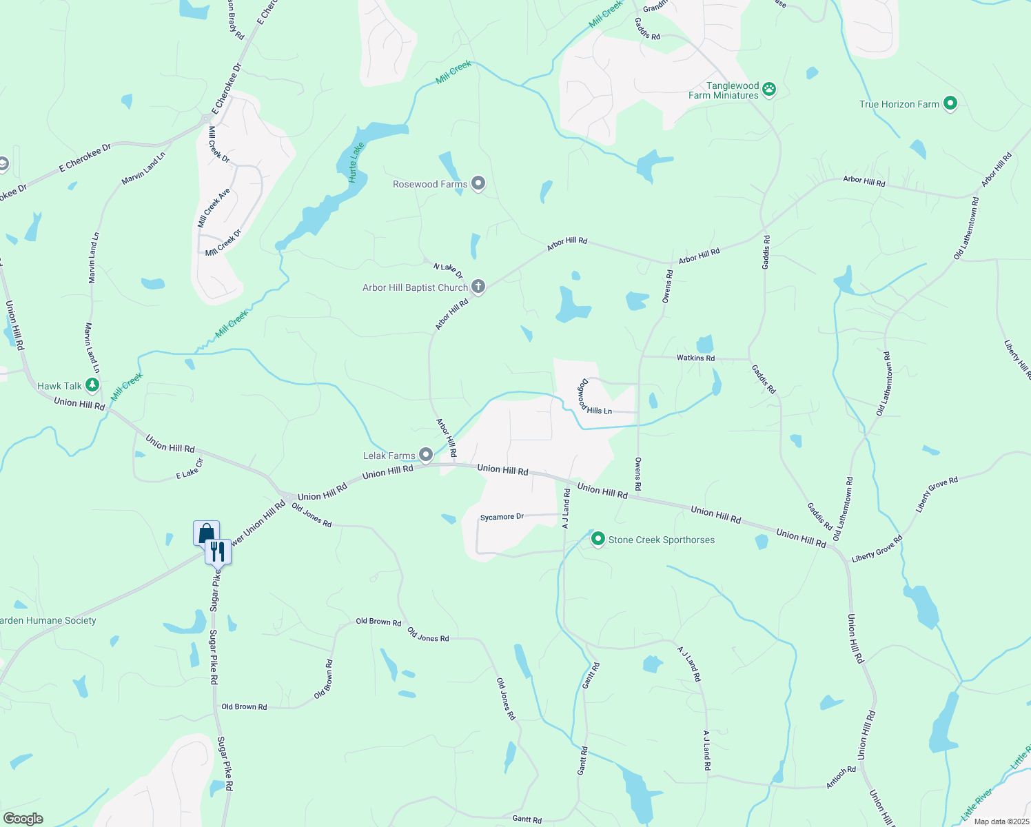 map of restaurants, bars, coffee shops, grocery stores, and more near 2292 Jade Drive in Canton
