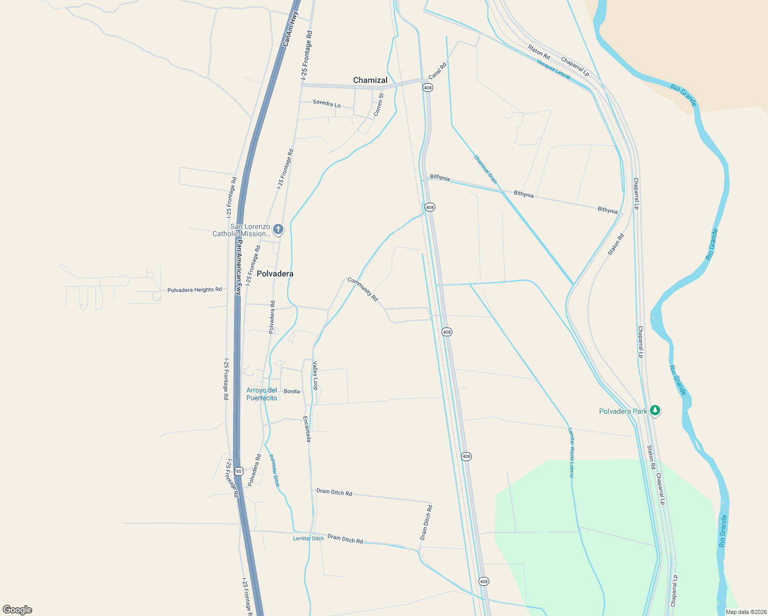 map of restaurants, bars, coffee shops, grocery stores, and more near 23 Community Rd in Polvadera