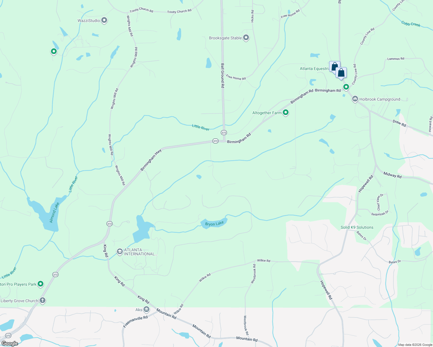map of restaurants, bars, coffee shops, grocery stores, and more near 25 Pruitt Road in Alpharetta