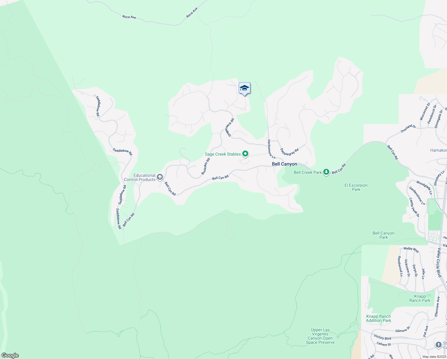 map of restaurants, bars, coffee shops, grocery stores, and more near 158 Bell Canyon Road in Bell Canyon