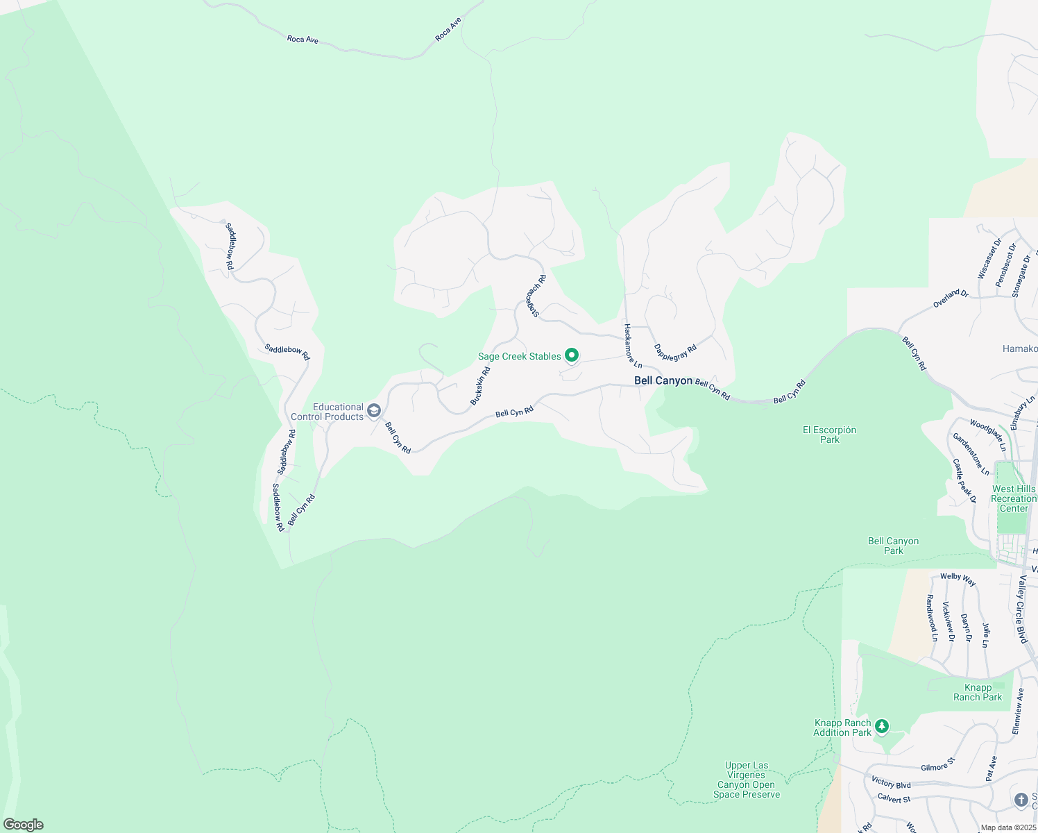 map of restaurants, bars, coffee shops, grocery stores, and more near 158 Bell Canyon Road in Bell Canyon