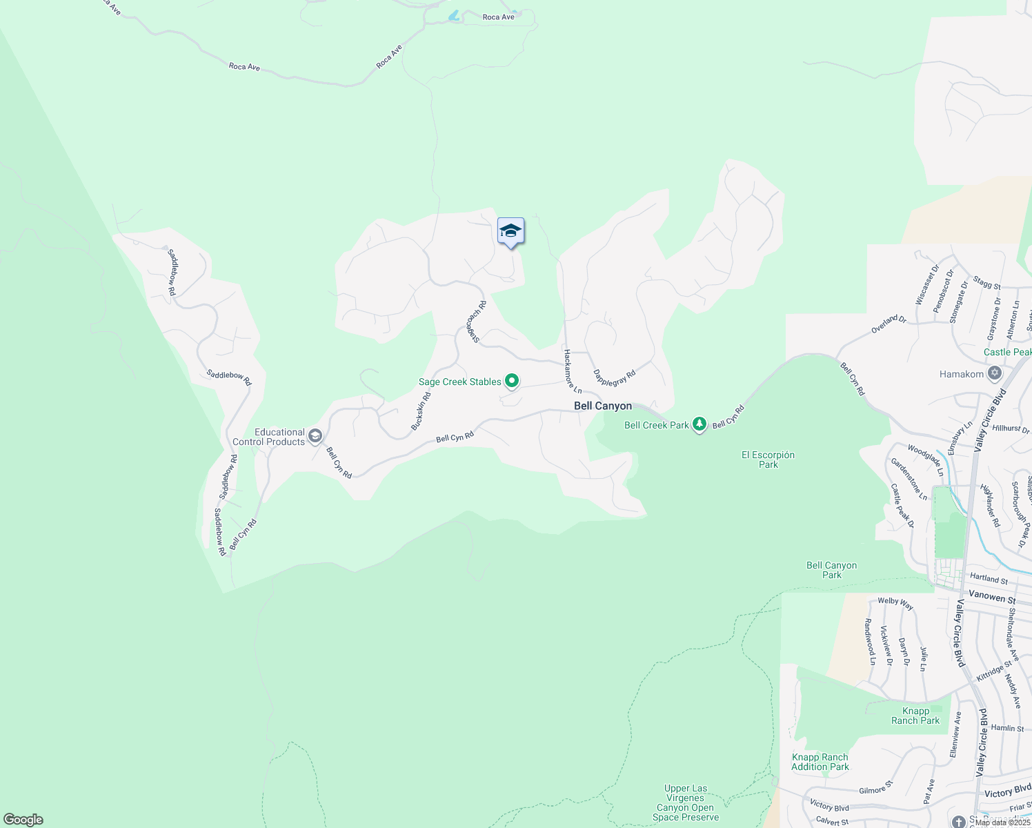 map of restaurants, bars, coffee shops, grocery stores, and more near 119 Bell Canyon Road in Bell Canyon