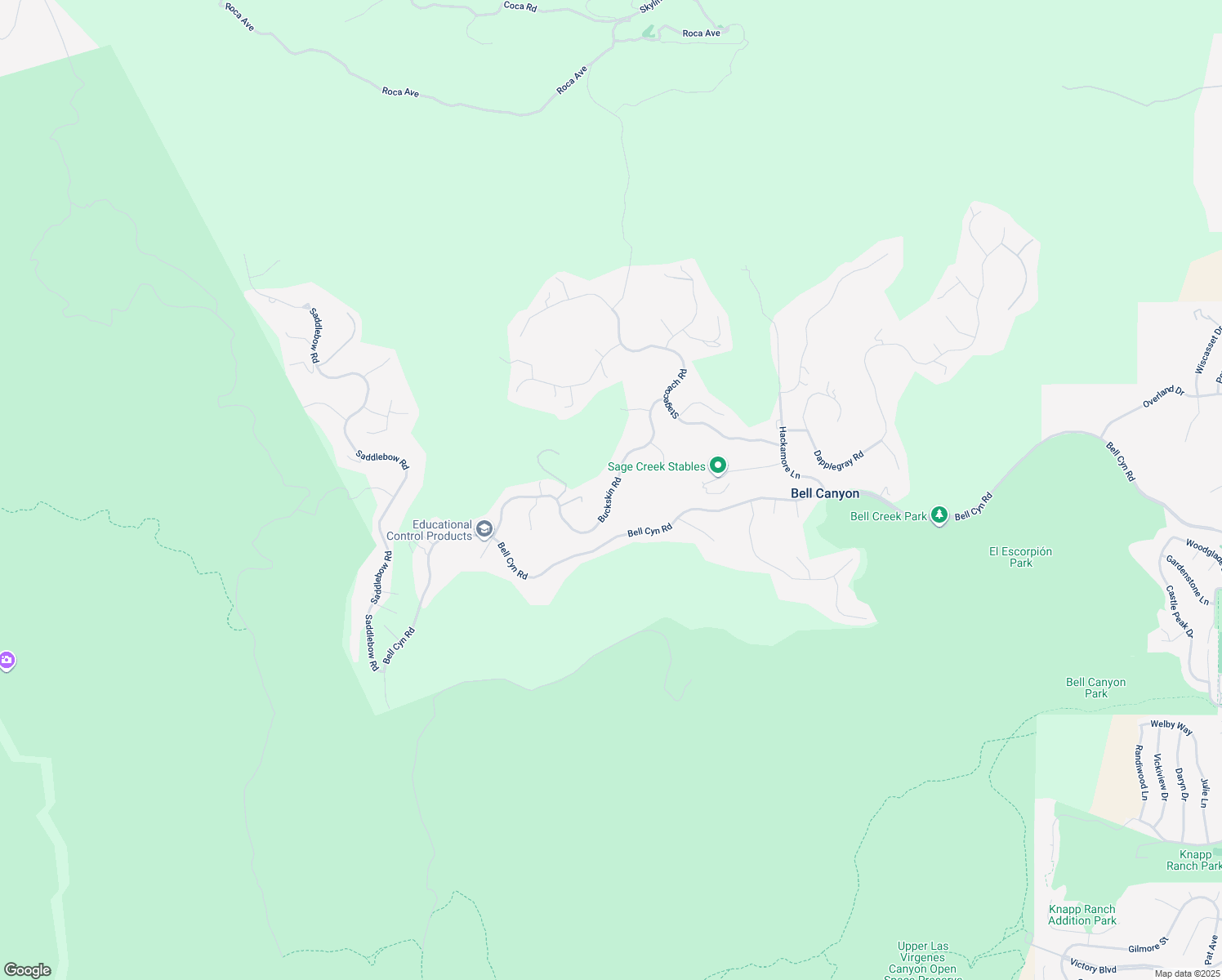 map of restaurants, bars, coffee shops, grocery stores, and more near 106 Buckskin Road in Bell Canyon