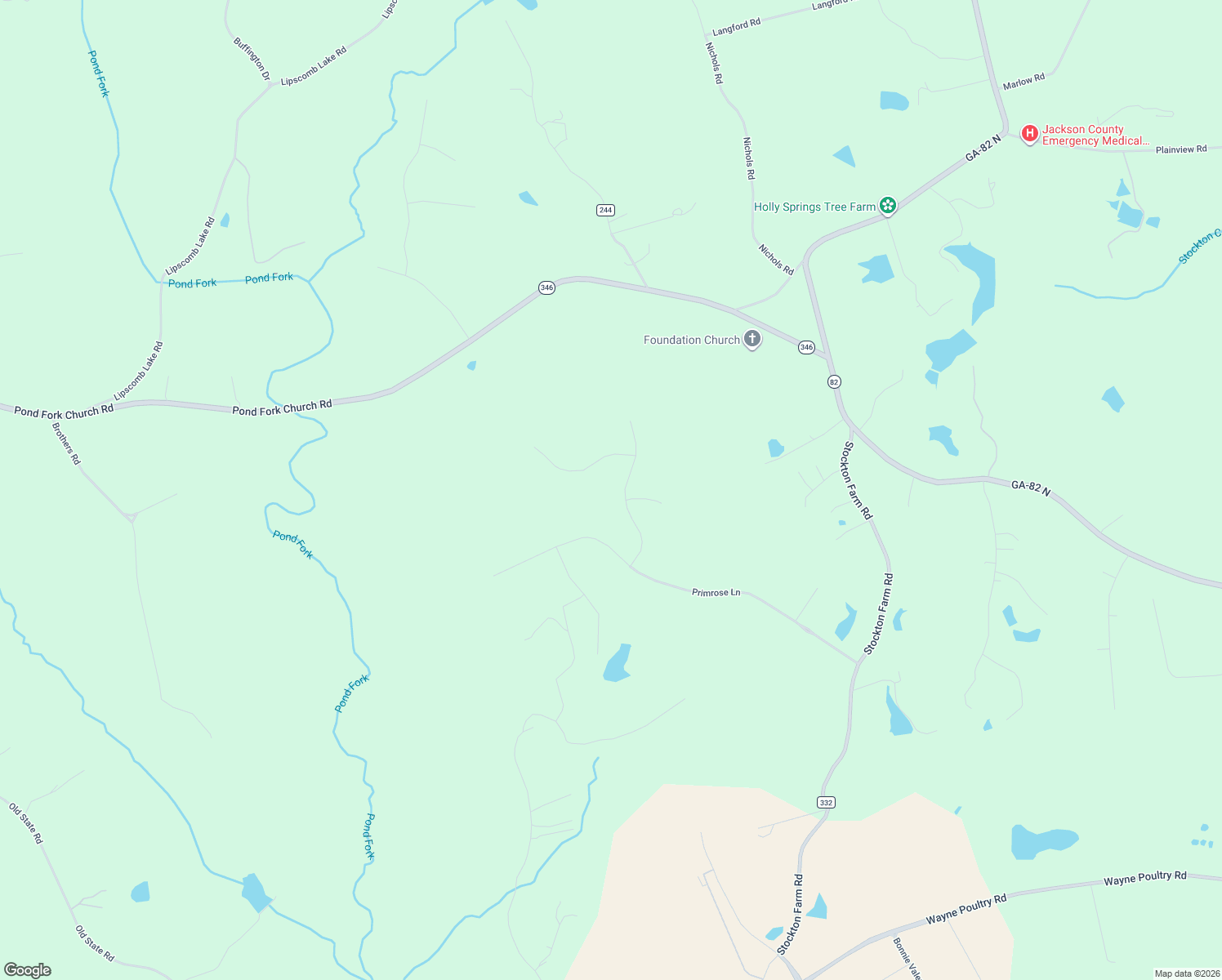 map of restaurants, bars, coffee shops, grocery stores, and more near 255 Trillium Trail in Pendergrass