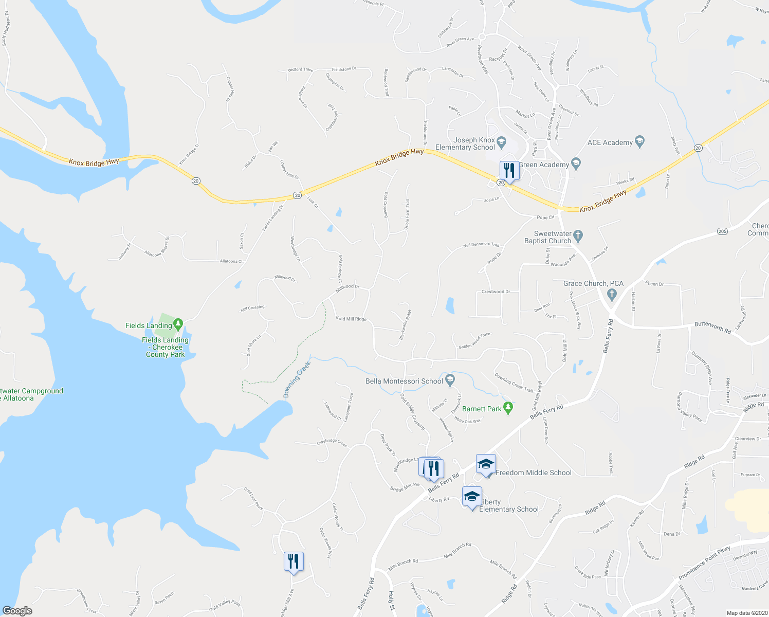 map of restaurants, bars, coffee shops, grocery stores, and more near 709 Valley View Place in Canton