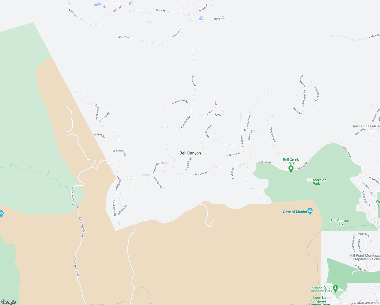 map of restaurants, bars, coffee shops, grocery stores, and more near 39 Buckskin Road in Bell Canyon