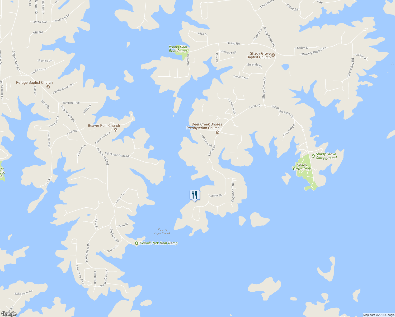 map of restaurants, bars, coffee shops, grocery stores, and more near 7875 Robin Road in Cumming