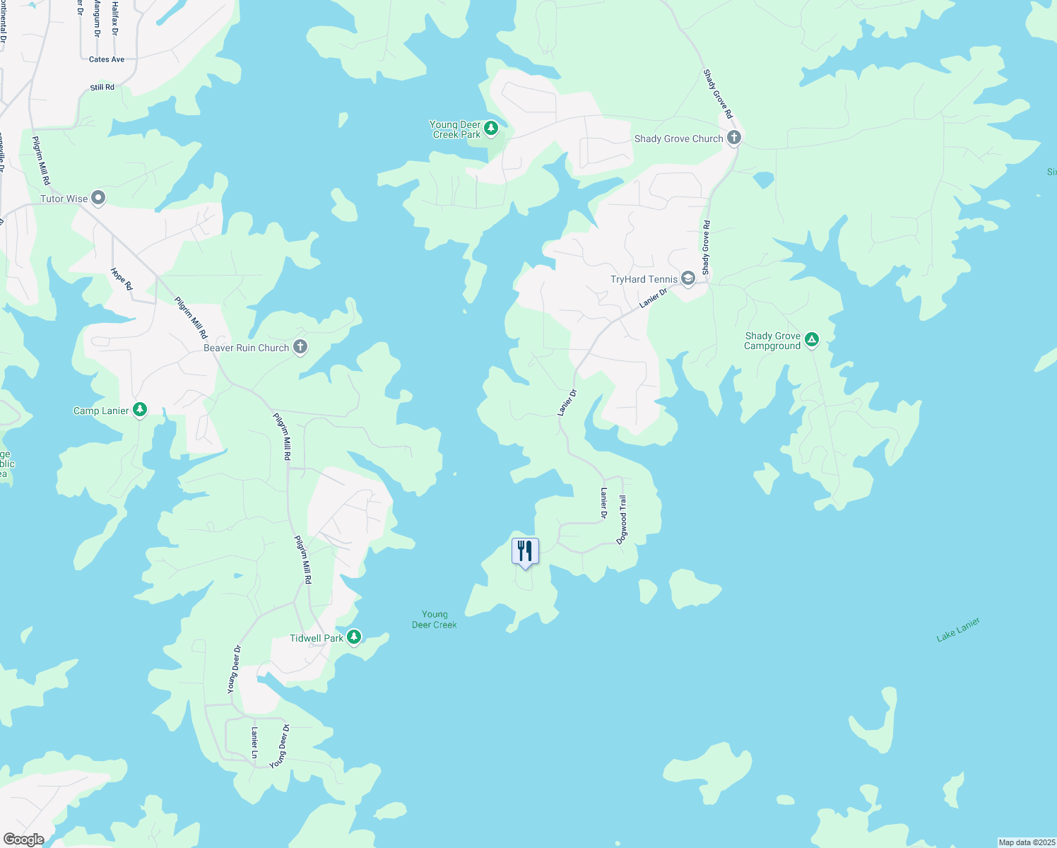 map of restaurants, bars, coffee shops, grocery stores, and more near 7875 Robin Road in Cumming