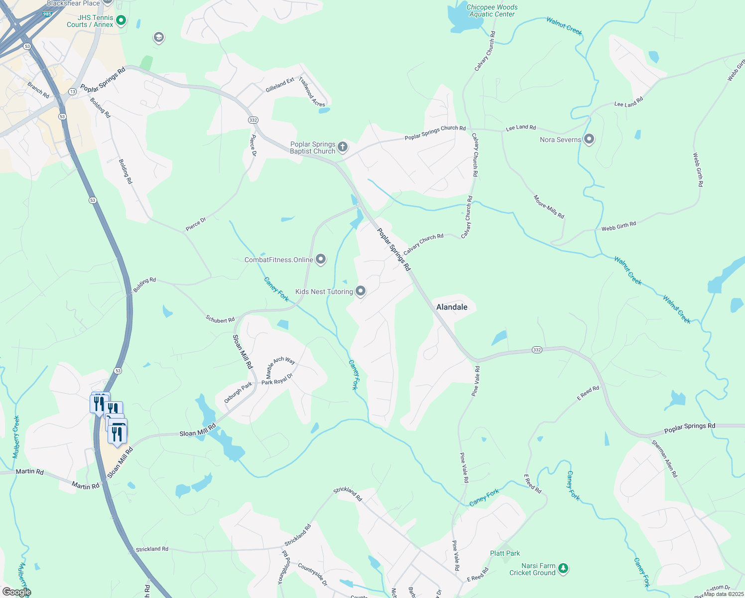 map of restaurants, bars, coffee shops, grocery stores, and more near 3919 Celtic Court in Gainesville