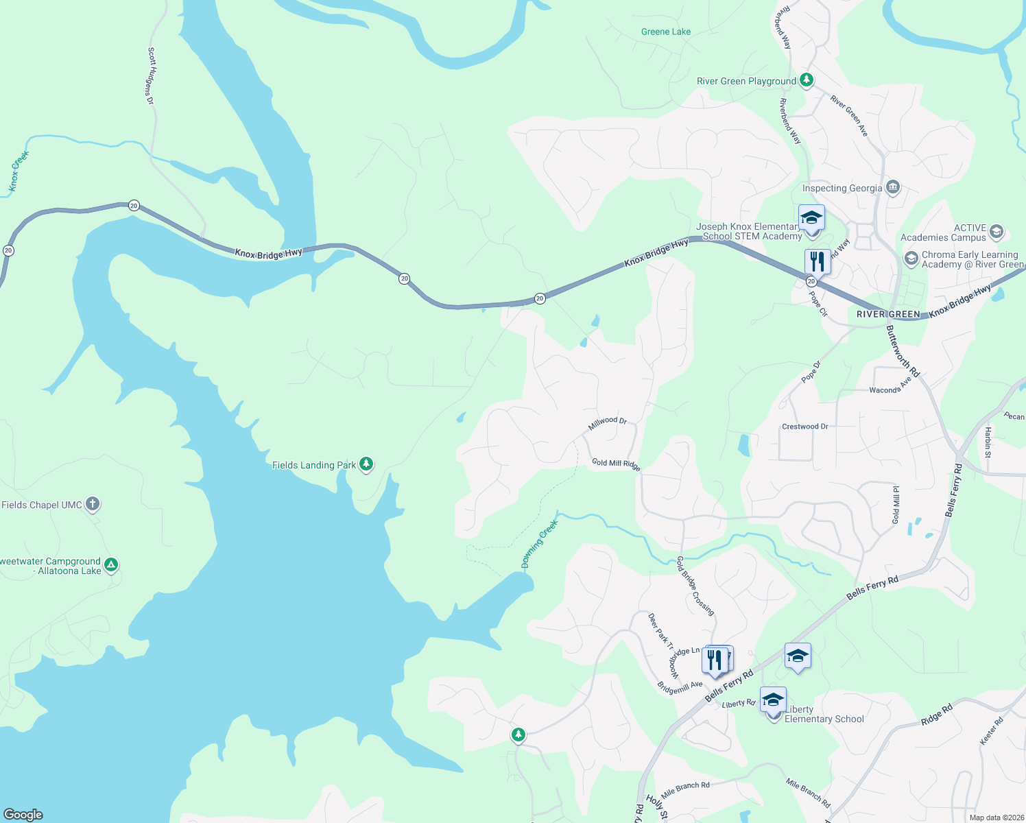 map of restaurants, bars, coffee shops, grocery stores, and more near 500 Millwood Court in Canton