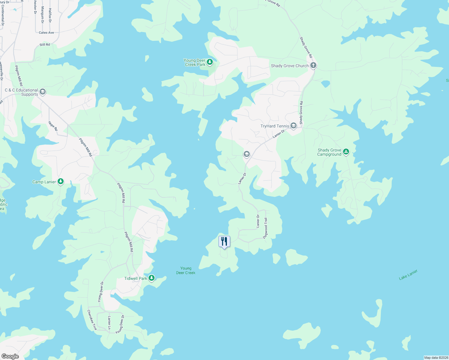 map of restaurants, bars, coffee shops, grocery stores, and more near 7878 Robin Road in Cumming