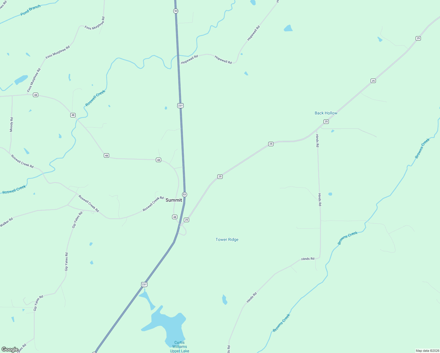 map of restaurants, bars, coffee shops, grocery stores, and more near County Road 25 in Guntersville