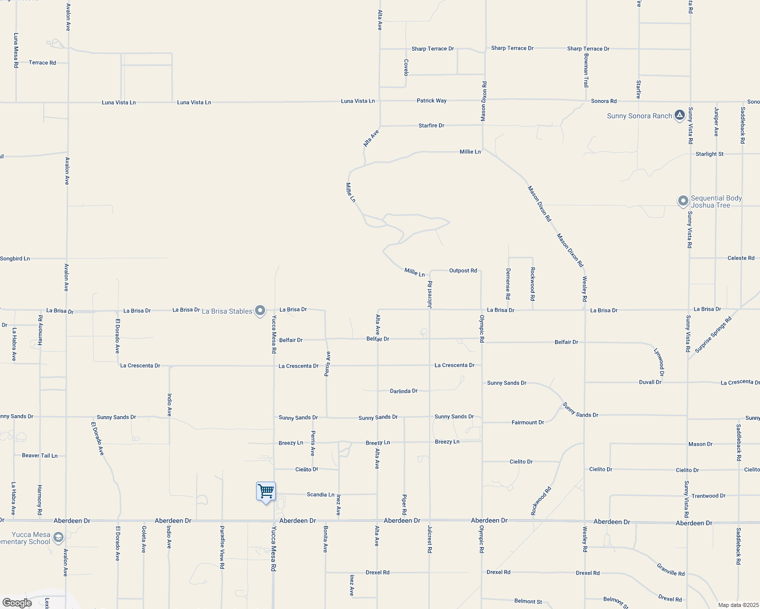 map of restaurants, bars, coffee shops, grocery stores, and more near 2 Alta Avenue in Landers