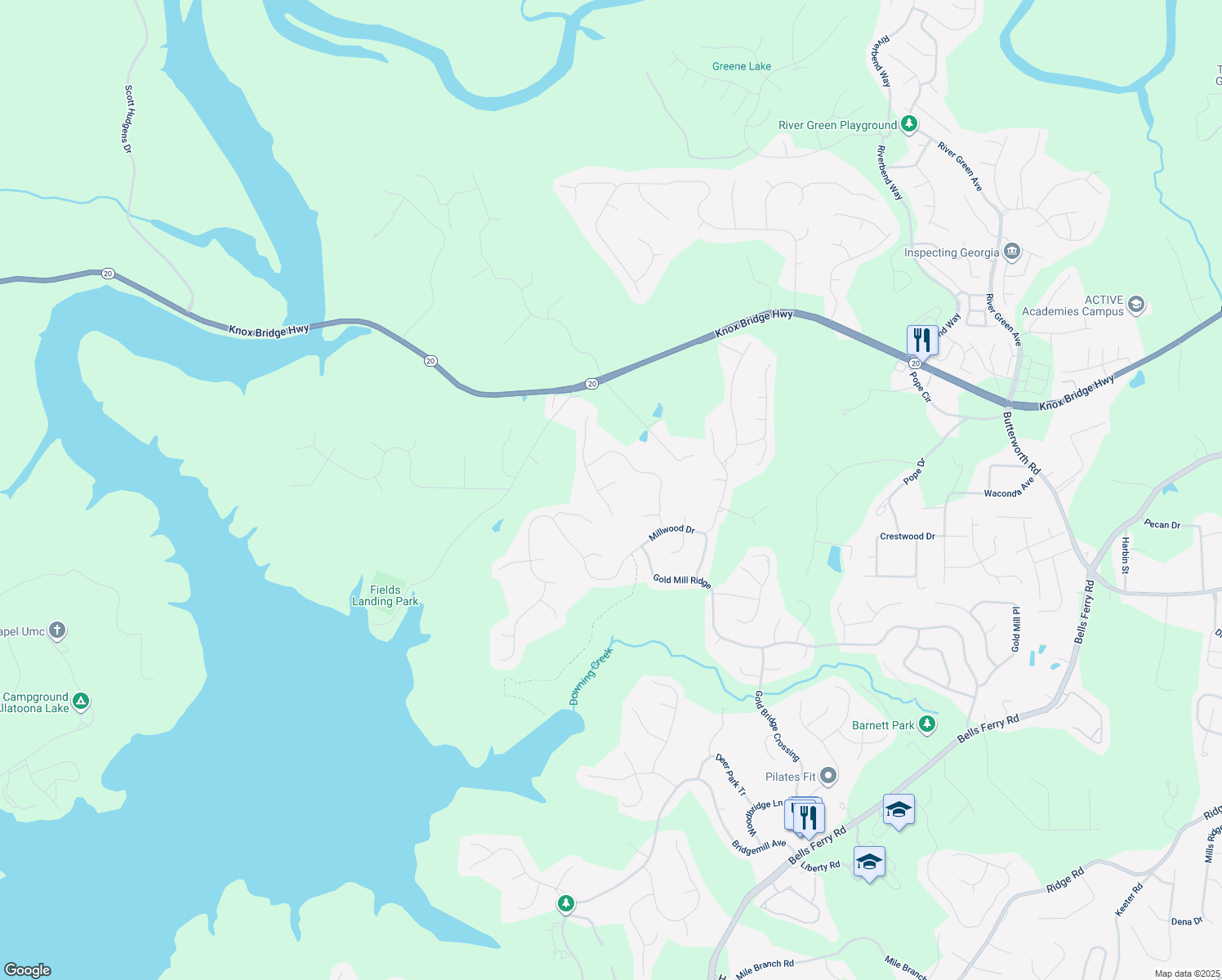 map of restaurants, bars, coffee shops, grocery stores, and more near 402 Westbridge Court in Canton