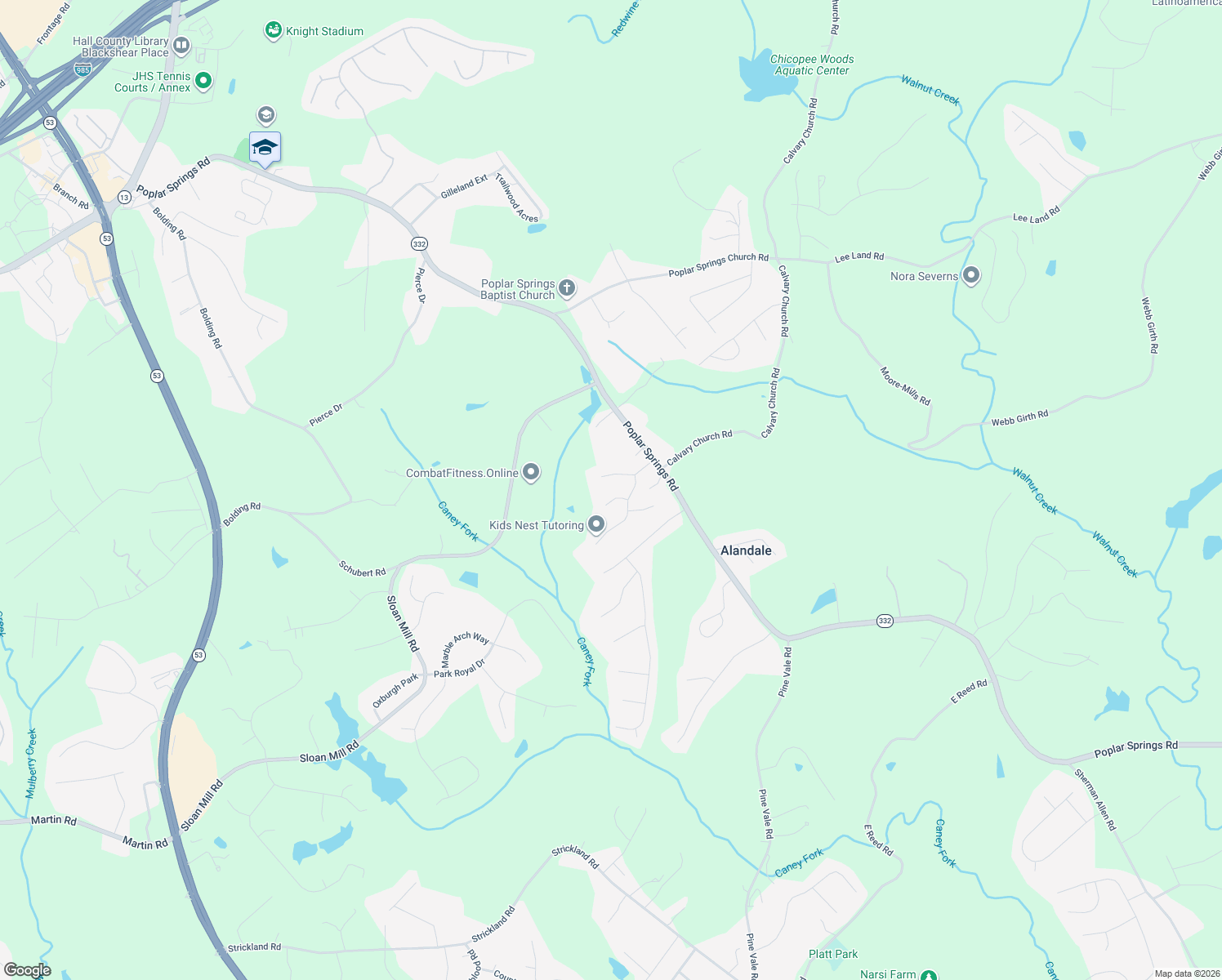 map of restaurants, bars, coffee shops, grocery stores, and more near 3840 Blarney Ct in Gainesville