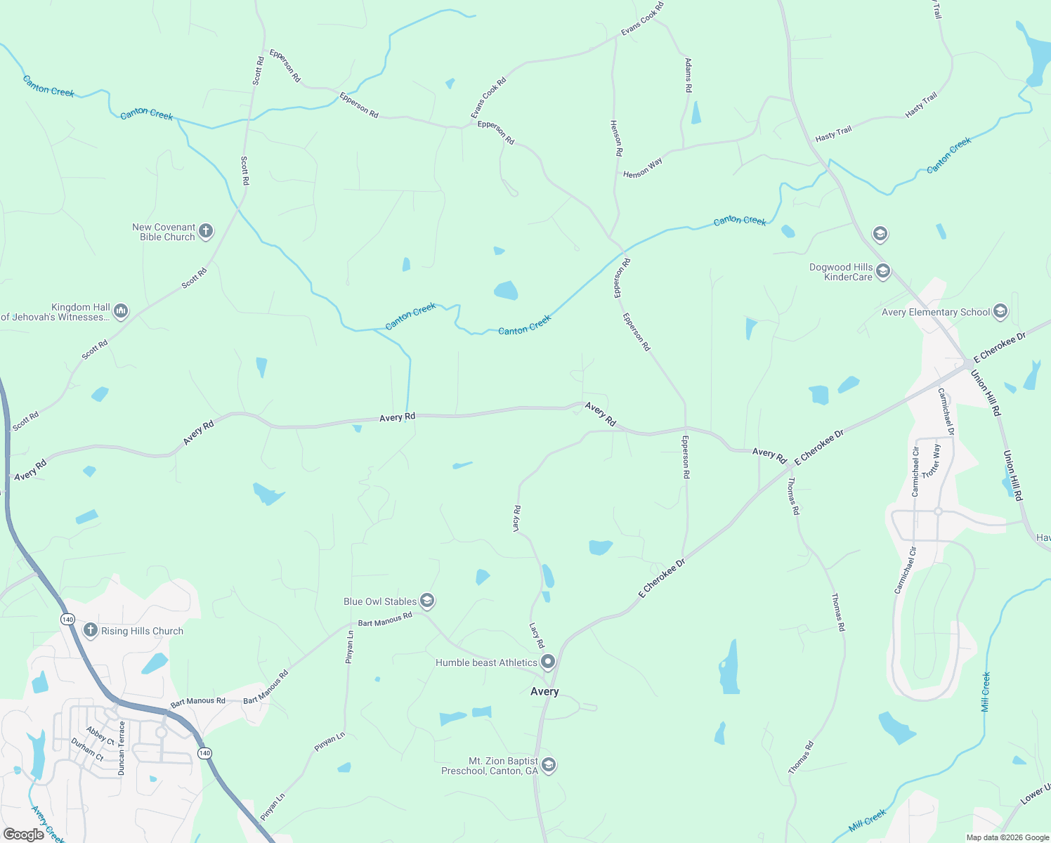 map of restaurants, bars, coffee shops, grocery stores, and more near 851 Lacy Rd in Canton