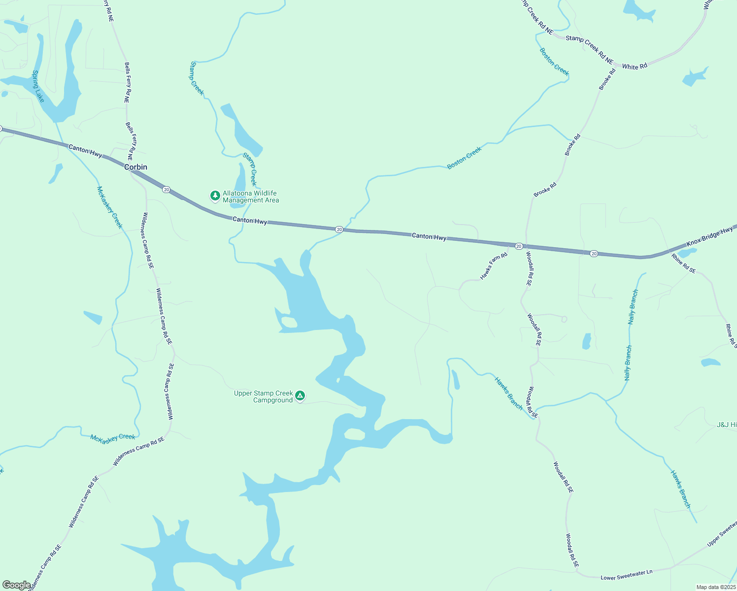 map of restaurants, bars, coffee shops, grocery stores, and more near 16 Hawks Branch Lane in White