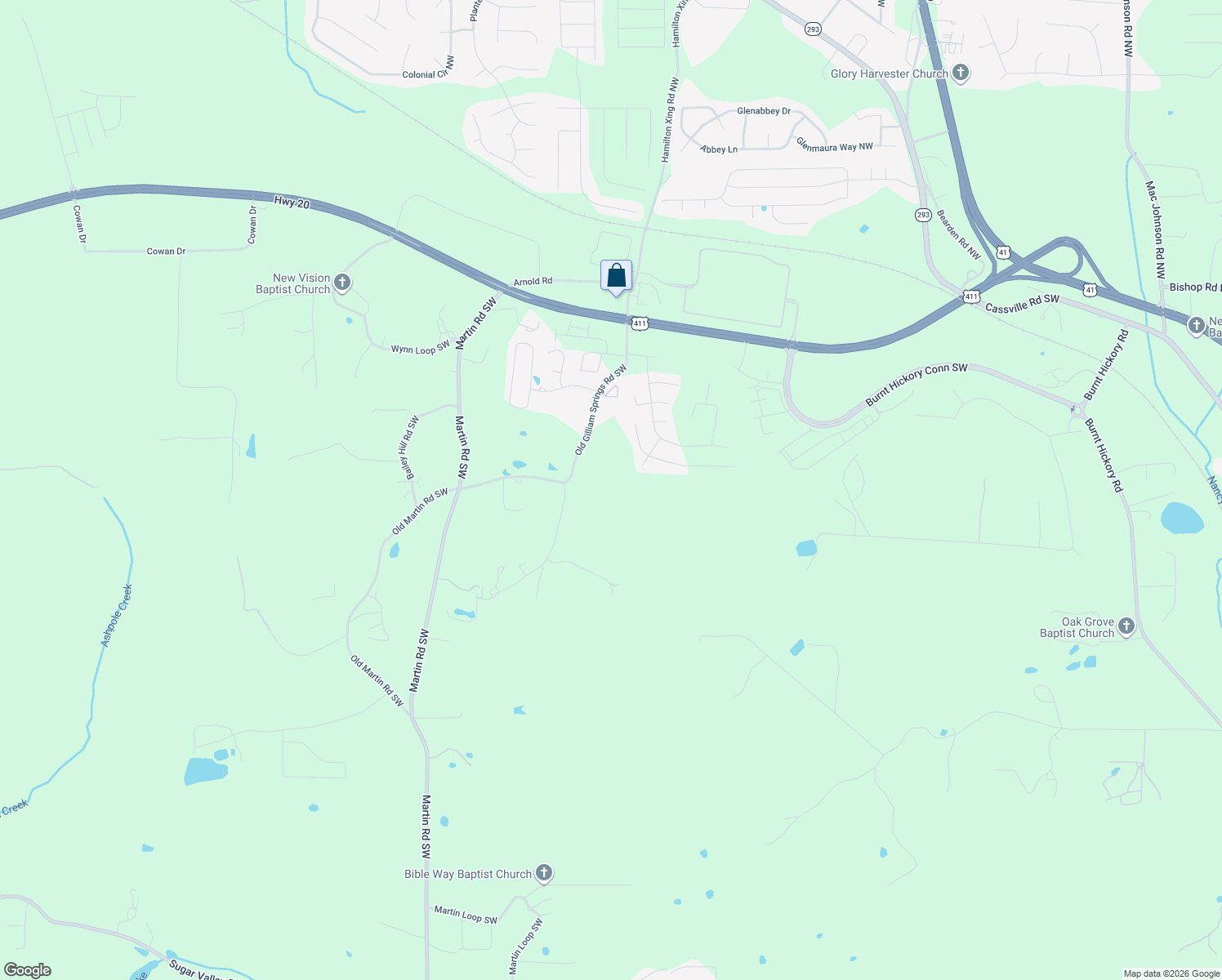map of restaurants, bars, coffee shops, grocery stores, and more near 273 Old Gilliam Springs Road Southwest in Cartersville