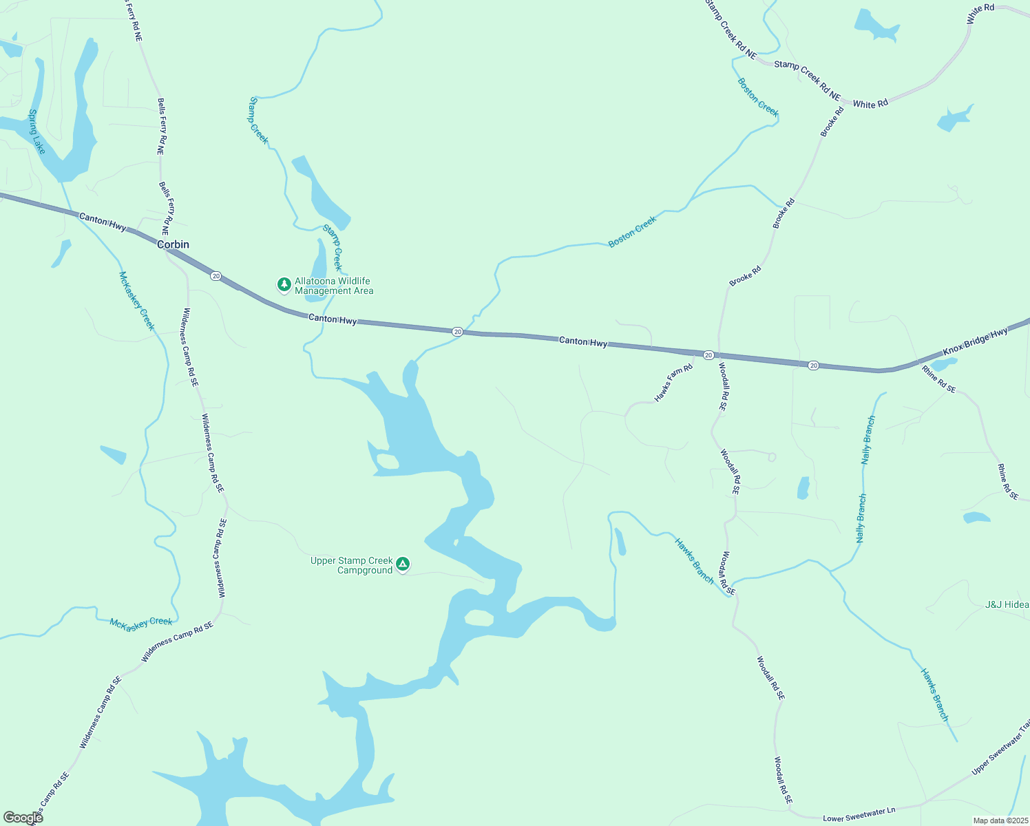 map of restaurants, bars, coffee shops, grocery stores, and more near 16 Hawks Branch Lane in White