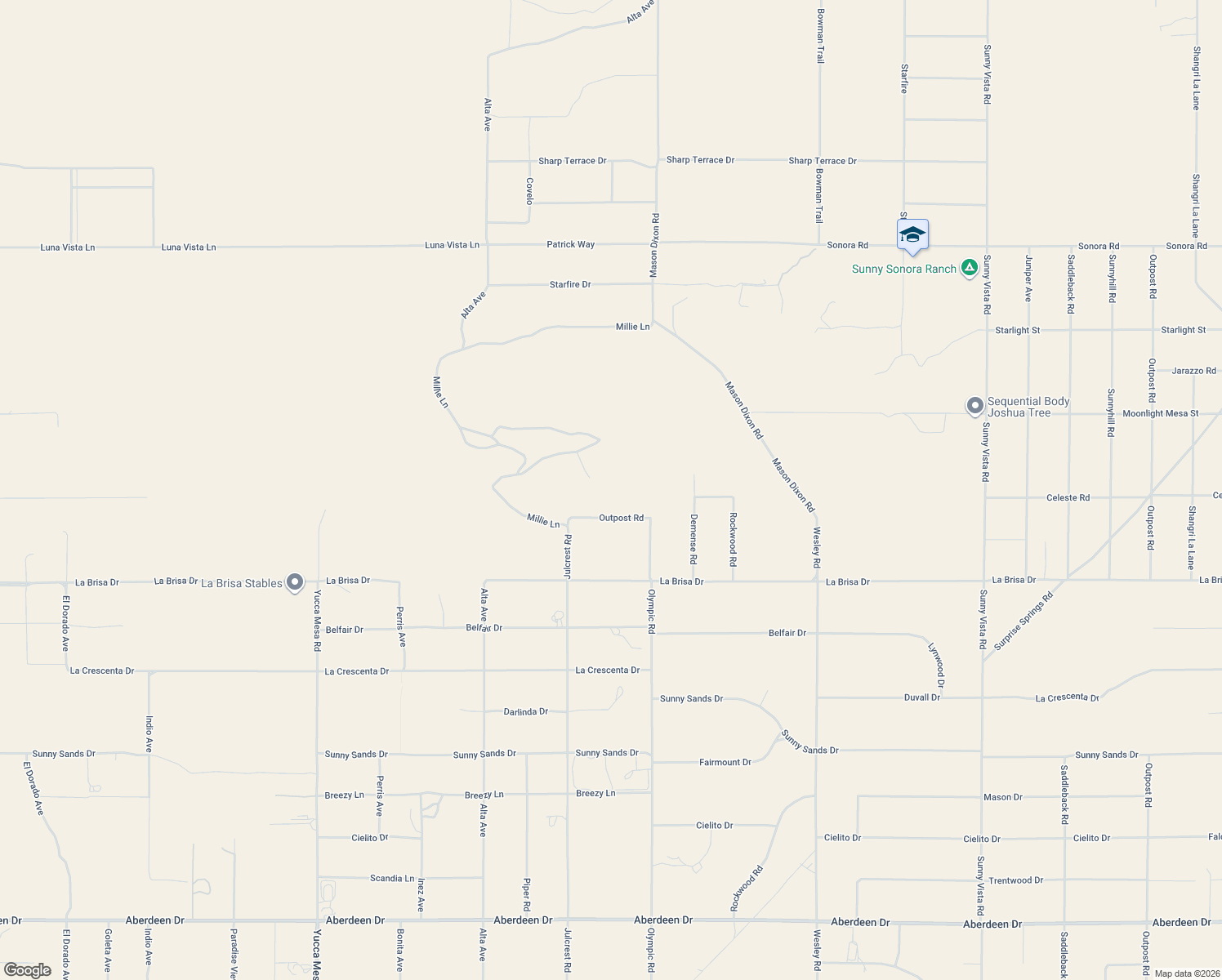 map of restaurants, bars, coffee shops, grocery stores, and more near in Yucca Valley
