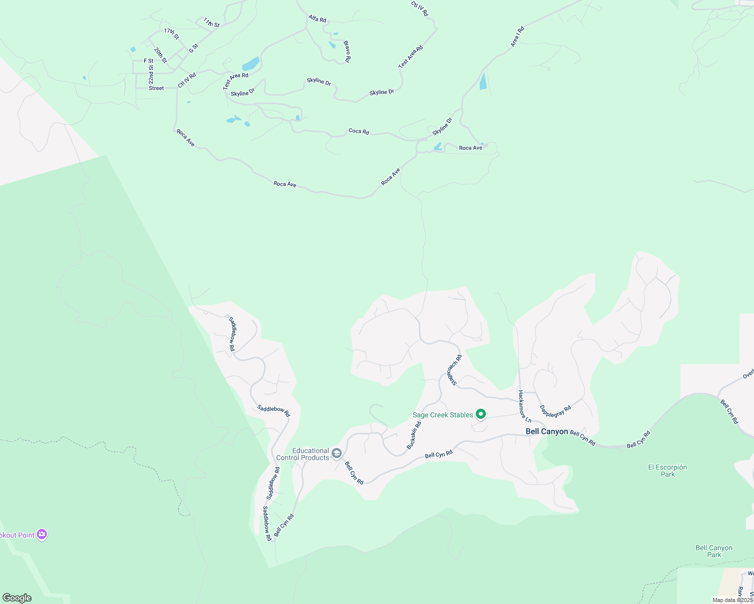 map of restaurants, bars, coffee shops, grocery stores, and more near 5 Wagon Lane in Bell Canyon