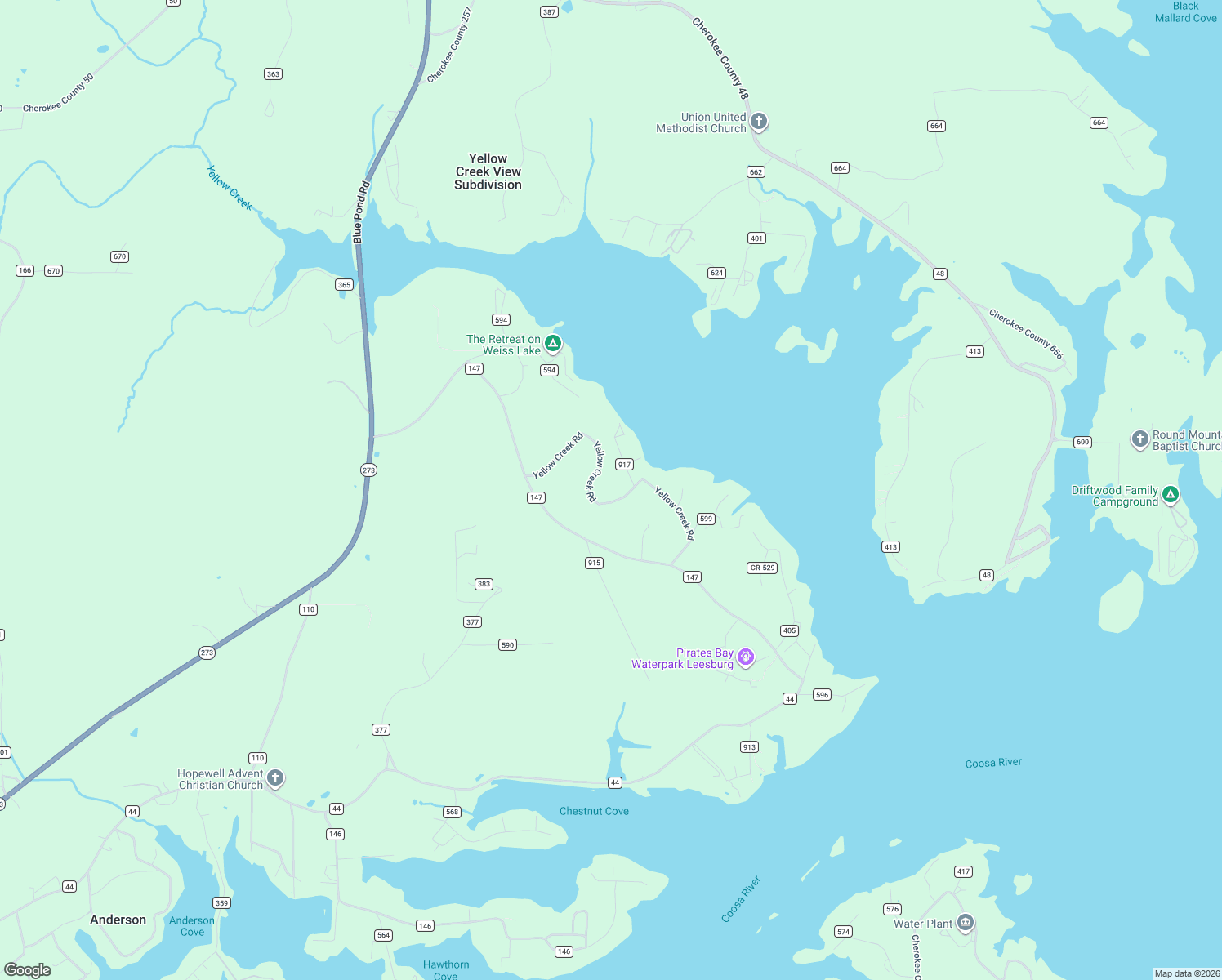 map of restaurants, bars, coffee shops, grocery stores, and more near 490 County Road 592 in Leesburg