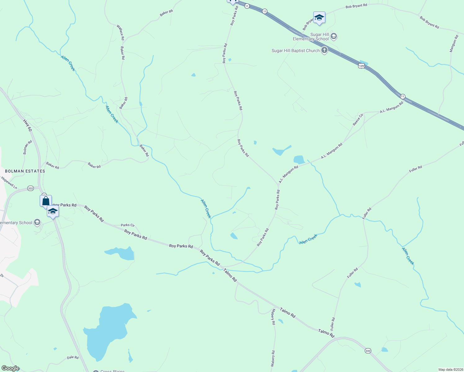 map of restaurants, bars, coffee shops, grocery stores, and more near 3625 Silver Creek Drive in Gainesville