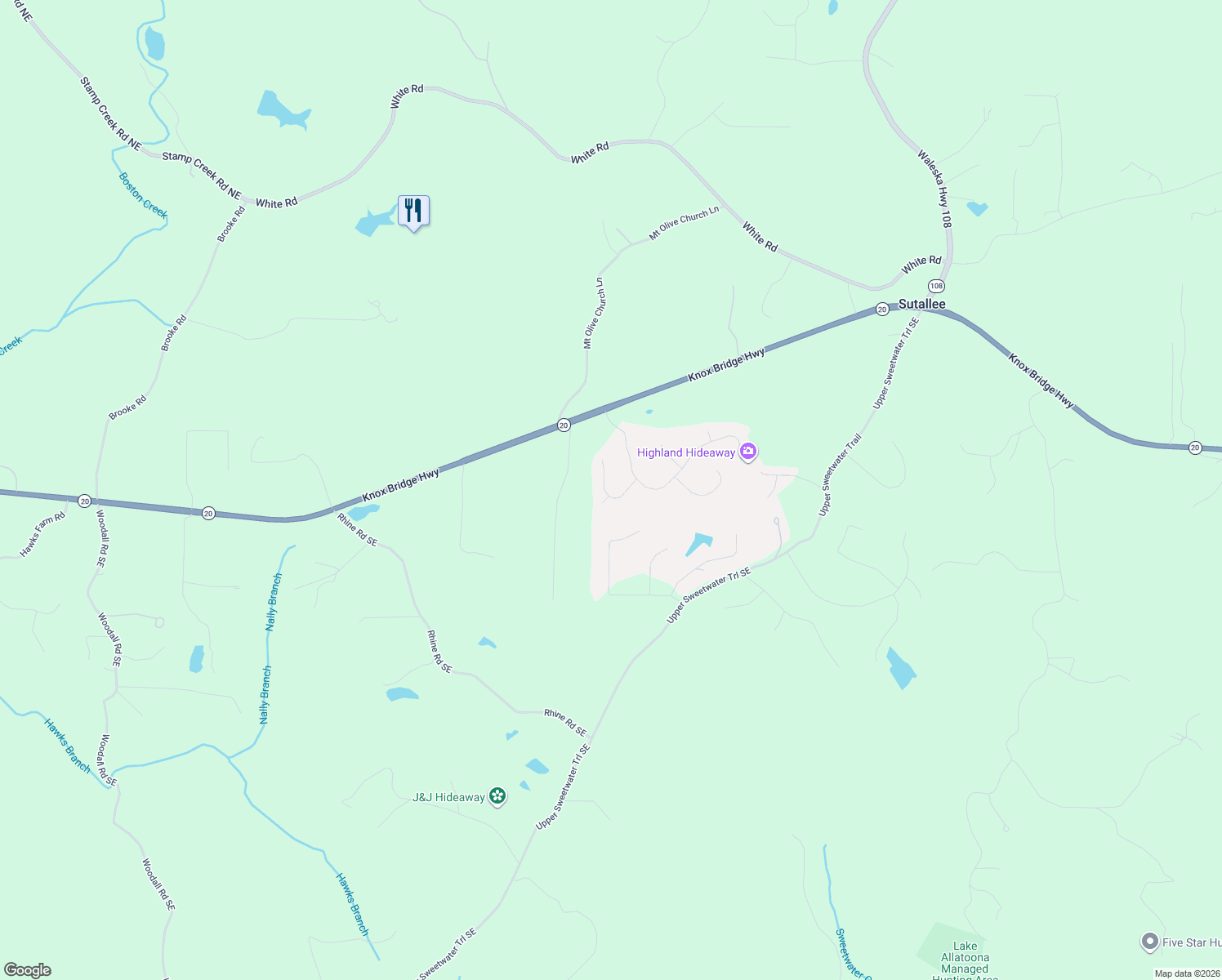 map of restaurants, bars, coffee shops, grocery stores, and more near 204 Oak Hollow Ct in White