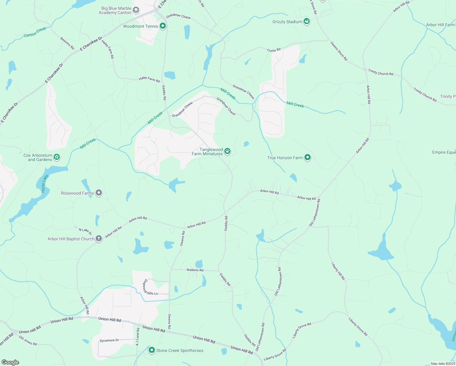 map of restaurants, bars, coffee shops, grocery stores, and more near 1505 Gaddis Rd in Canton