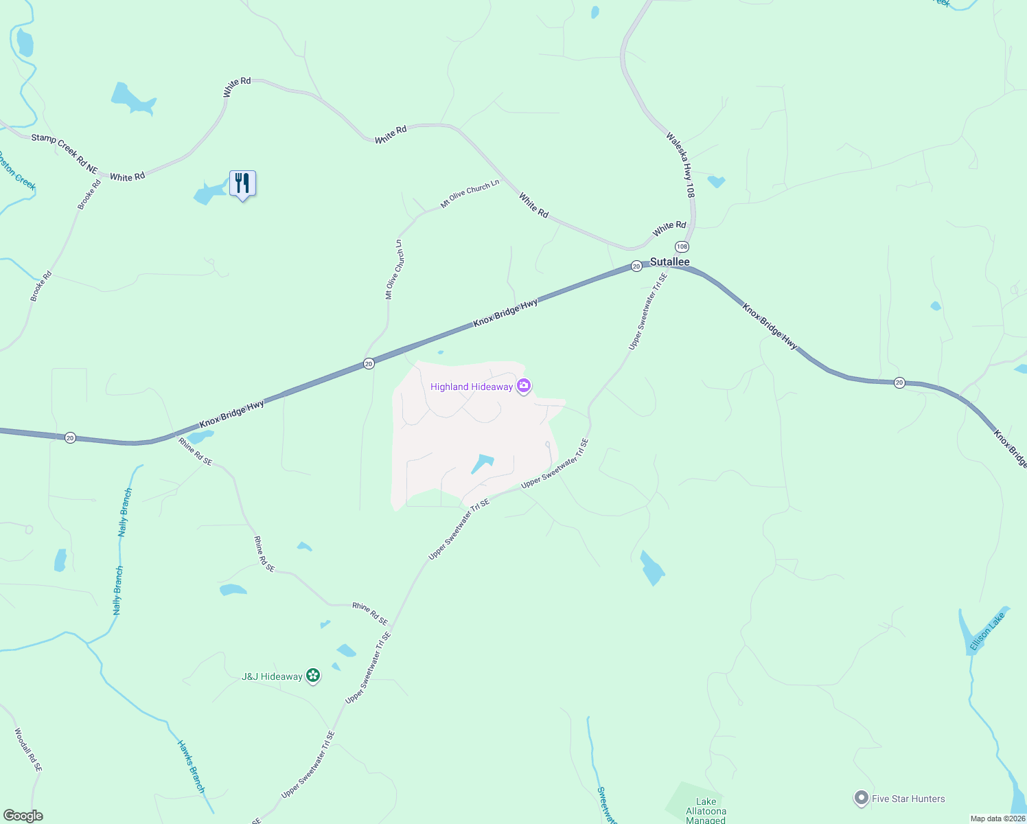 map of restaurants, bars, coffee shops, grocery stores, and more near 314 Poplar Trail in White