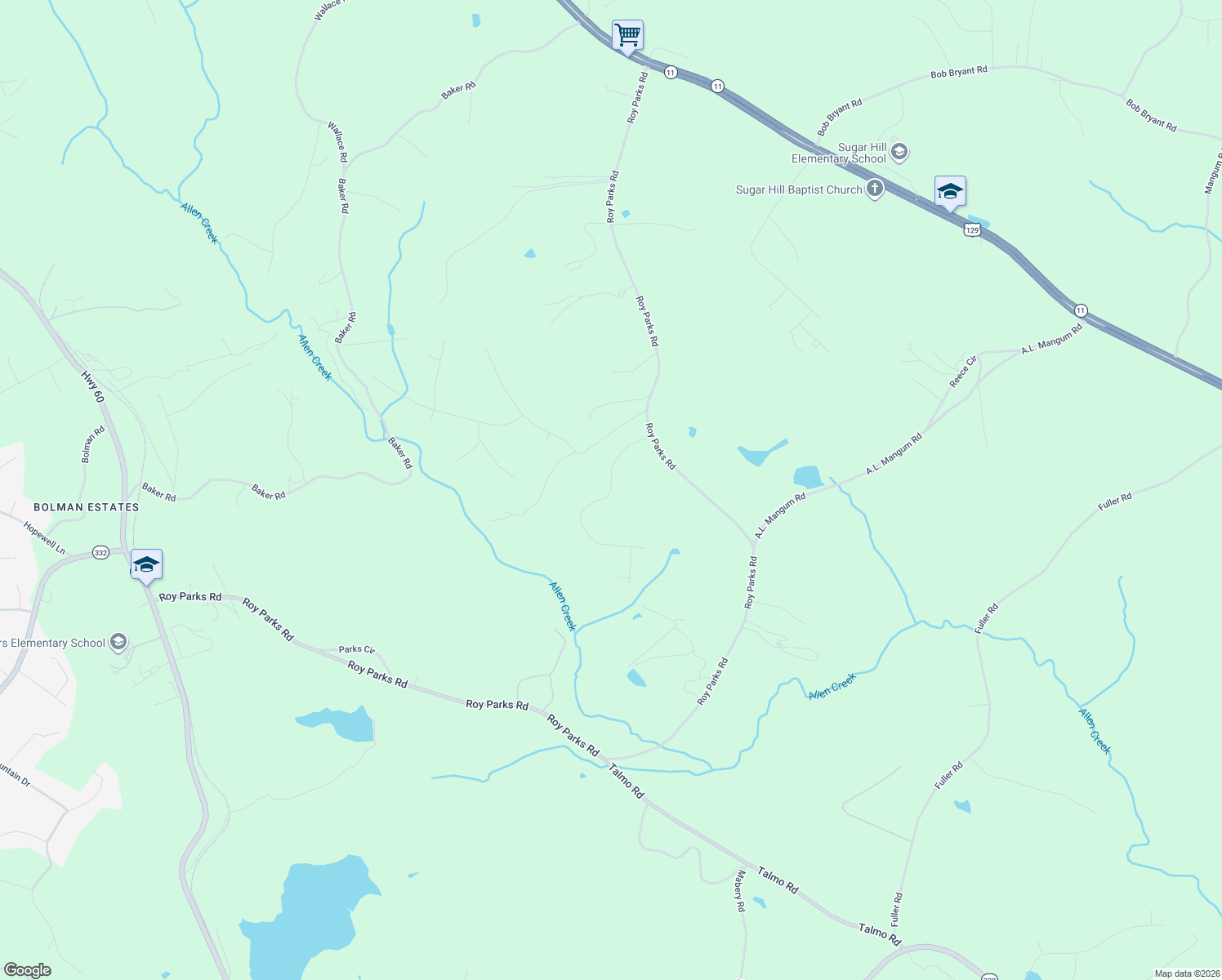 map of restaurants, bars, coffee shops, grocery stores, and more near 3620 Silver Creek Drive in Gainesville