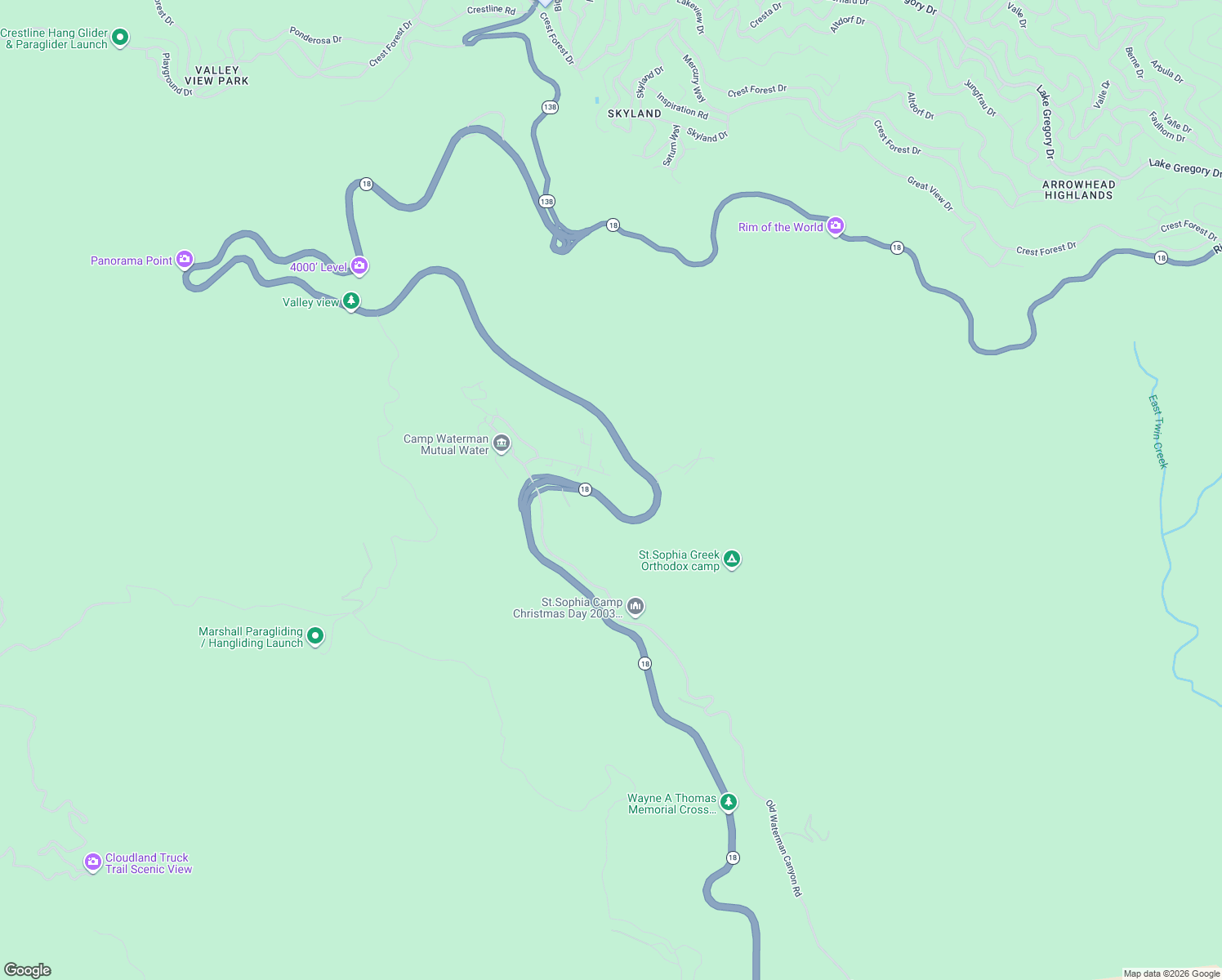 map of restaurants, bars, coffee shops, grocery stores, and more near 23695 Hillview Road in San Bernardino