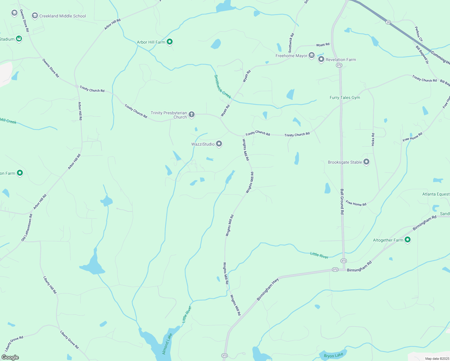 map of restaurants, bars, coffee shops, grocery stores, and more near 275 Bobo Lane in Canton
