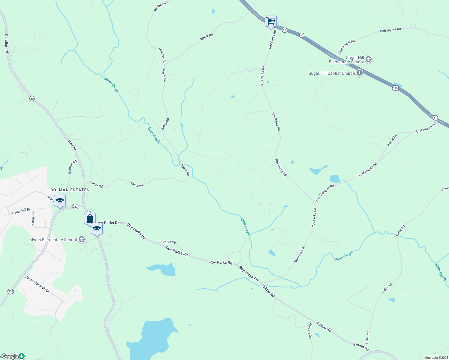 map of restaurants, bars, coffee shops, grocery stores, and more near 3748 Amber Dawn Way in Gainesville