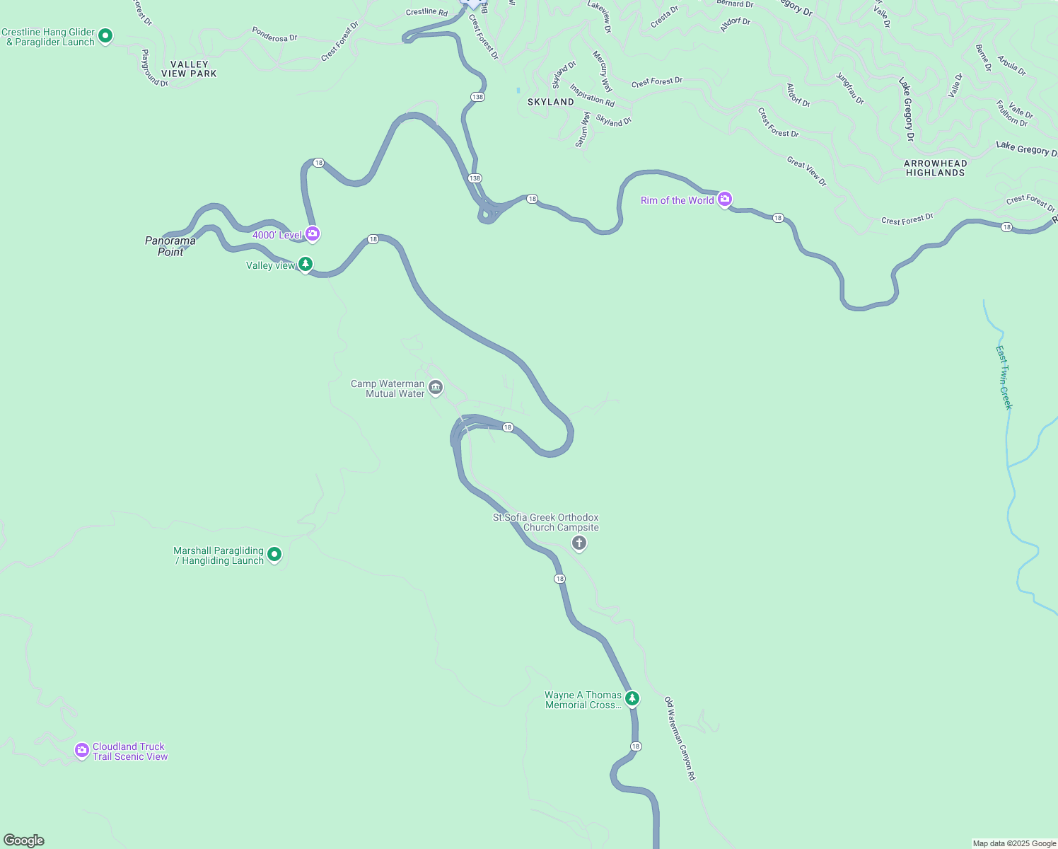 map of restaurants, bars, coffee shops, grocery stores, and more near 23695 Hillview Road in San Bernardino
